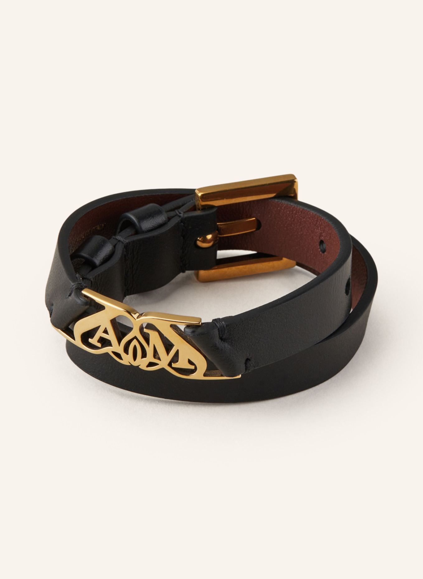 Alexander McQUEEN Leather bracelet, Color: BLACK/ GOLD (Image 1)