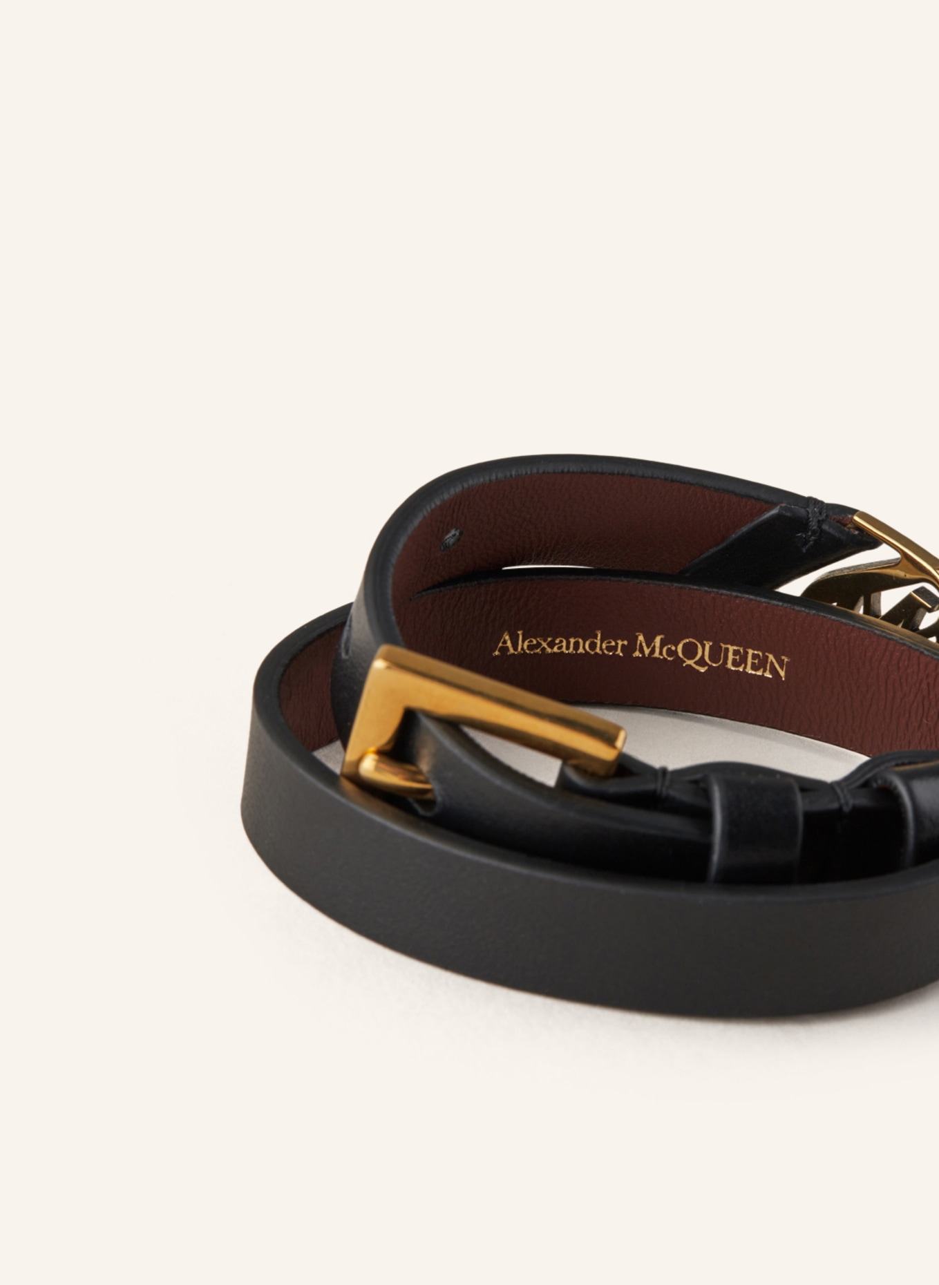 Alexander McQUEEN Leather bracelet, Color: BLACK/ GOLD (Image 2)