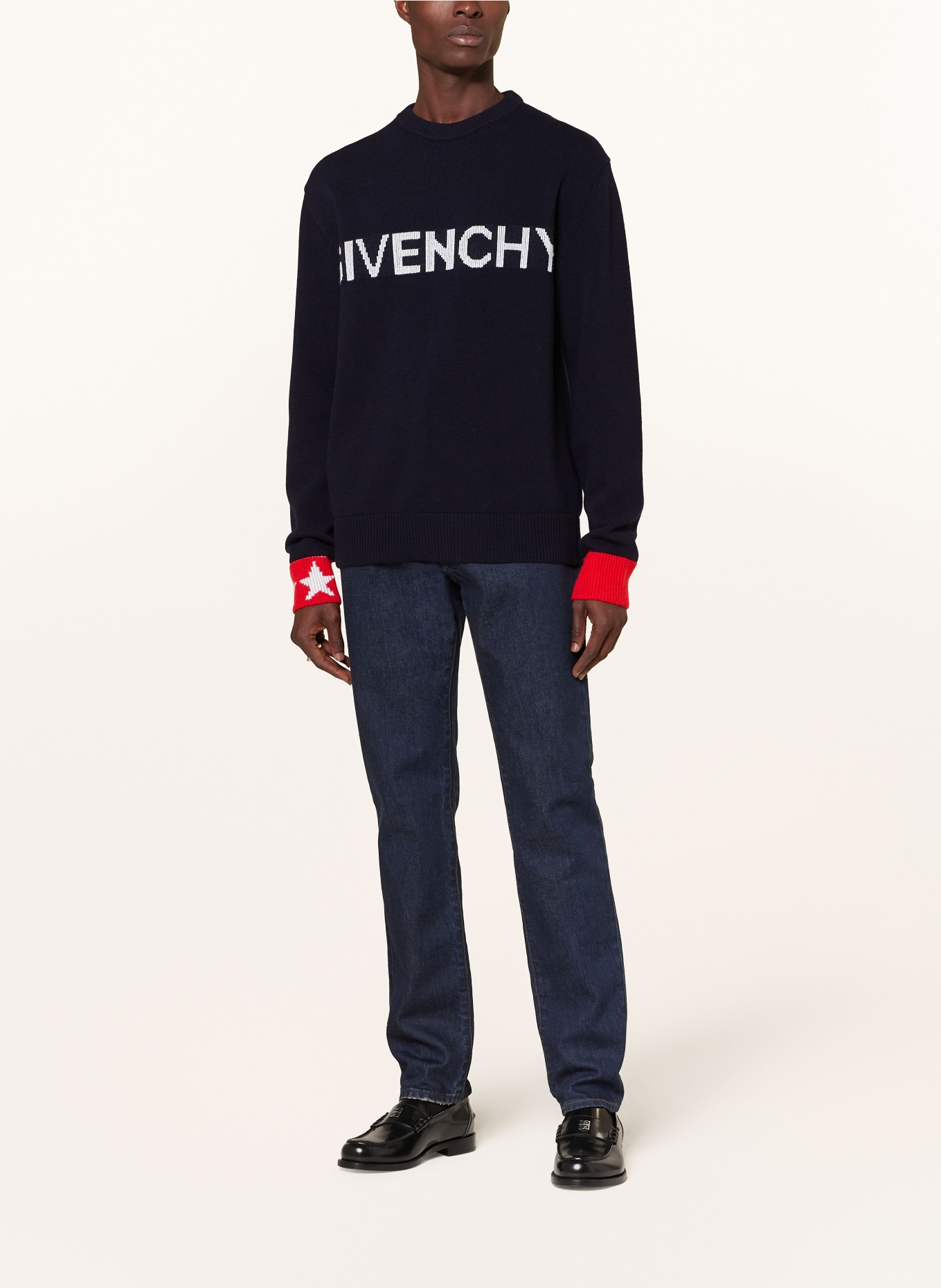 GIVENCHY Sweater in dark blue/ white/ red