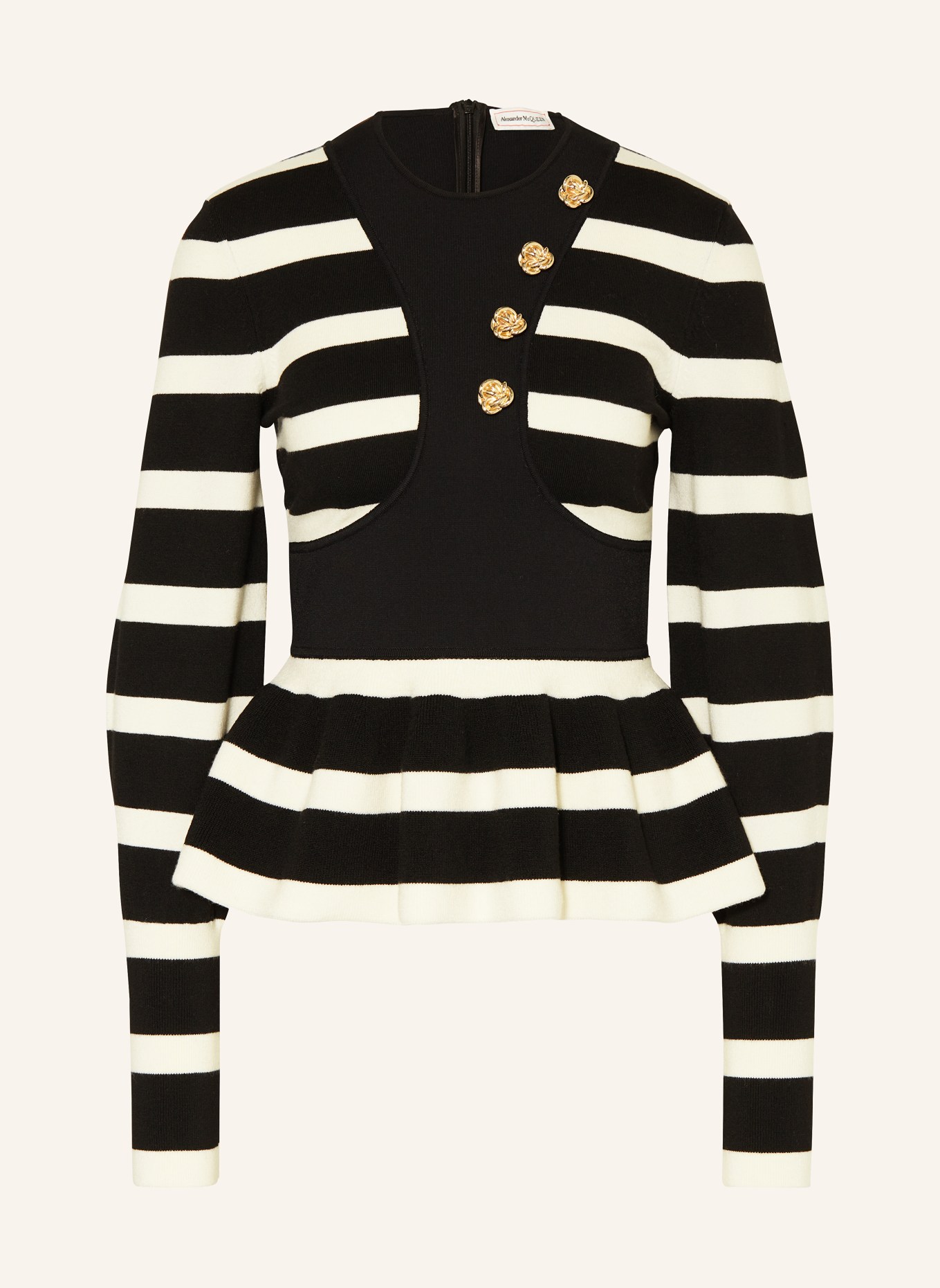 Alexander McQUEEN Sweater with decorative buttons, Color: BLACK/ ECRU (Image 1)