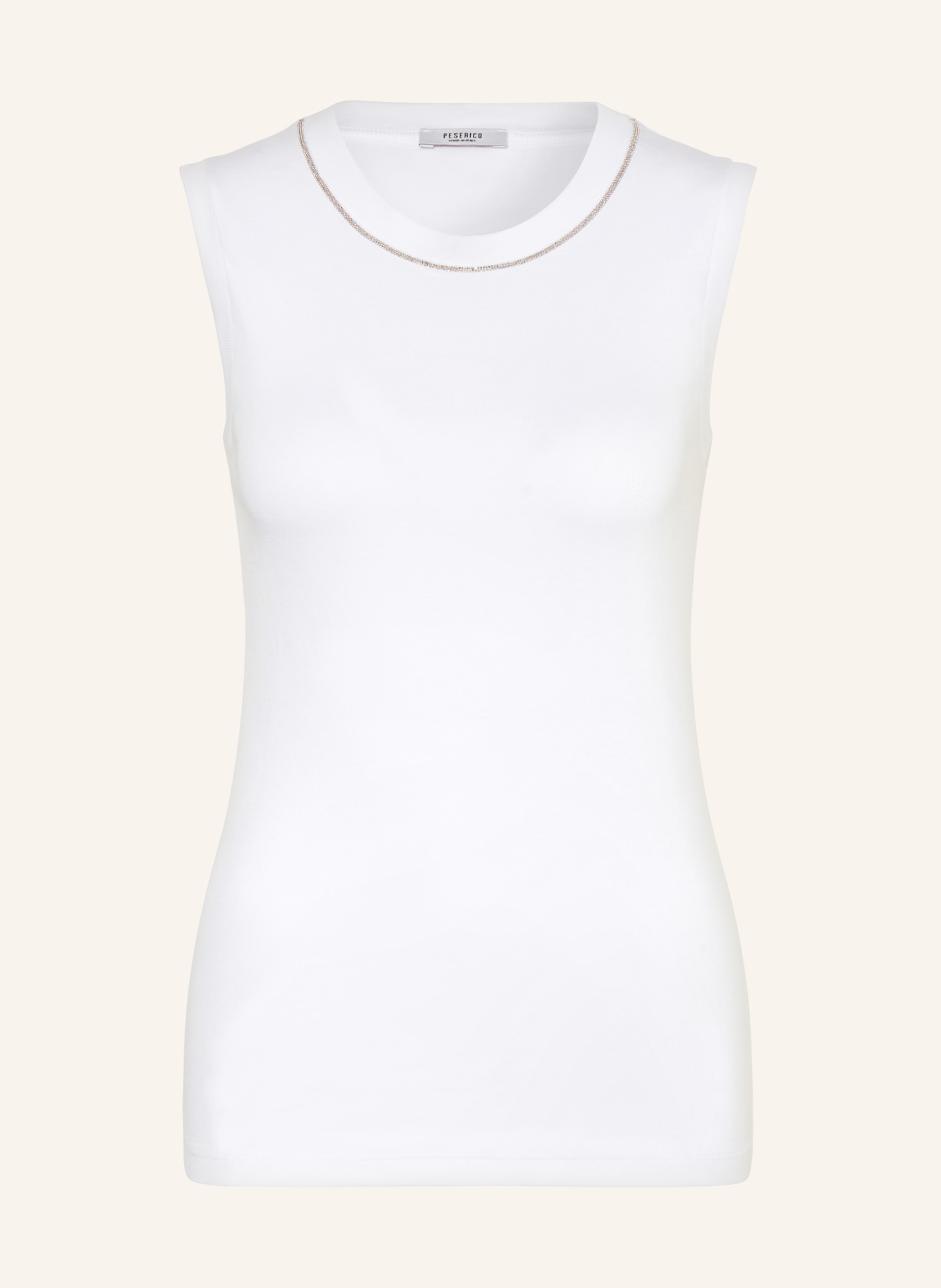 PESERICO Top with decorative beads, Color: WHITE (Image 1)