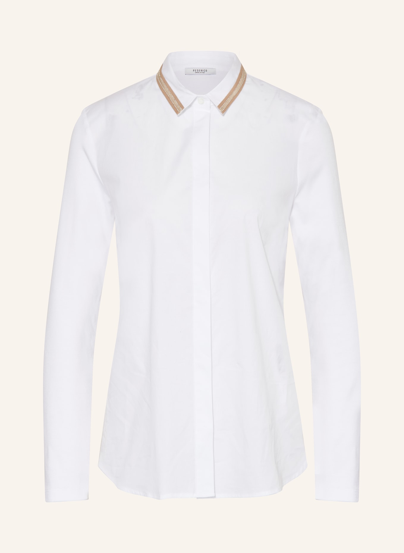 PESERICO Shirt blouse with decorative beads, Color: WHITE (Image 1)