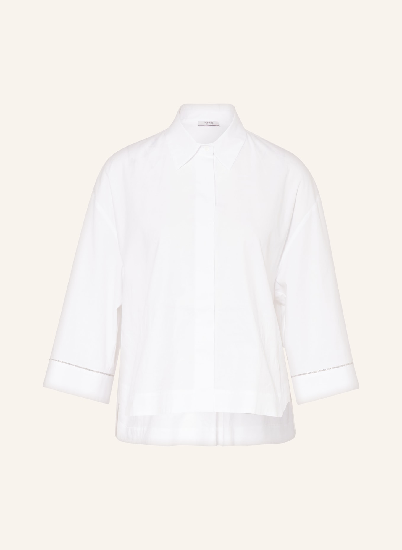 PESERICO Shirt blouse with 3/4 sleeves and decorative gems, Color: WHITE (Image 1)