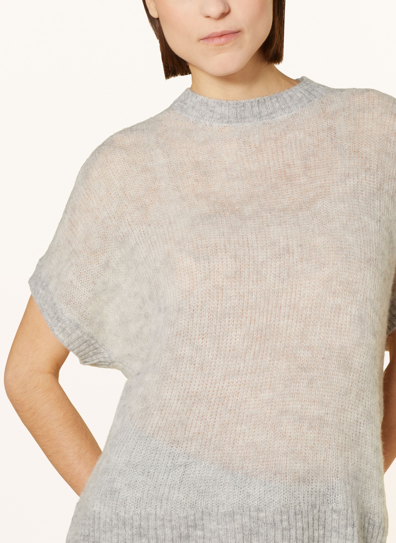PESERICO Úpletové tričko s alpakou, Barva: SVĚTLE ŠEDÁ (Obrázek 4)