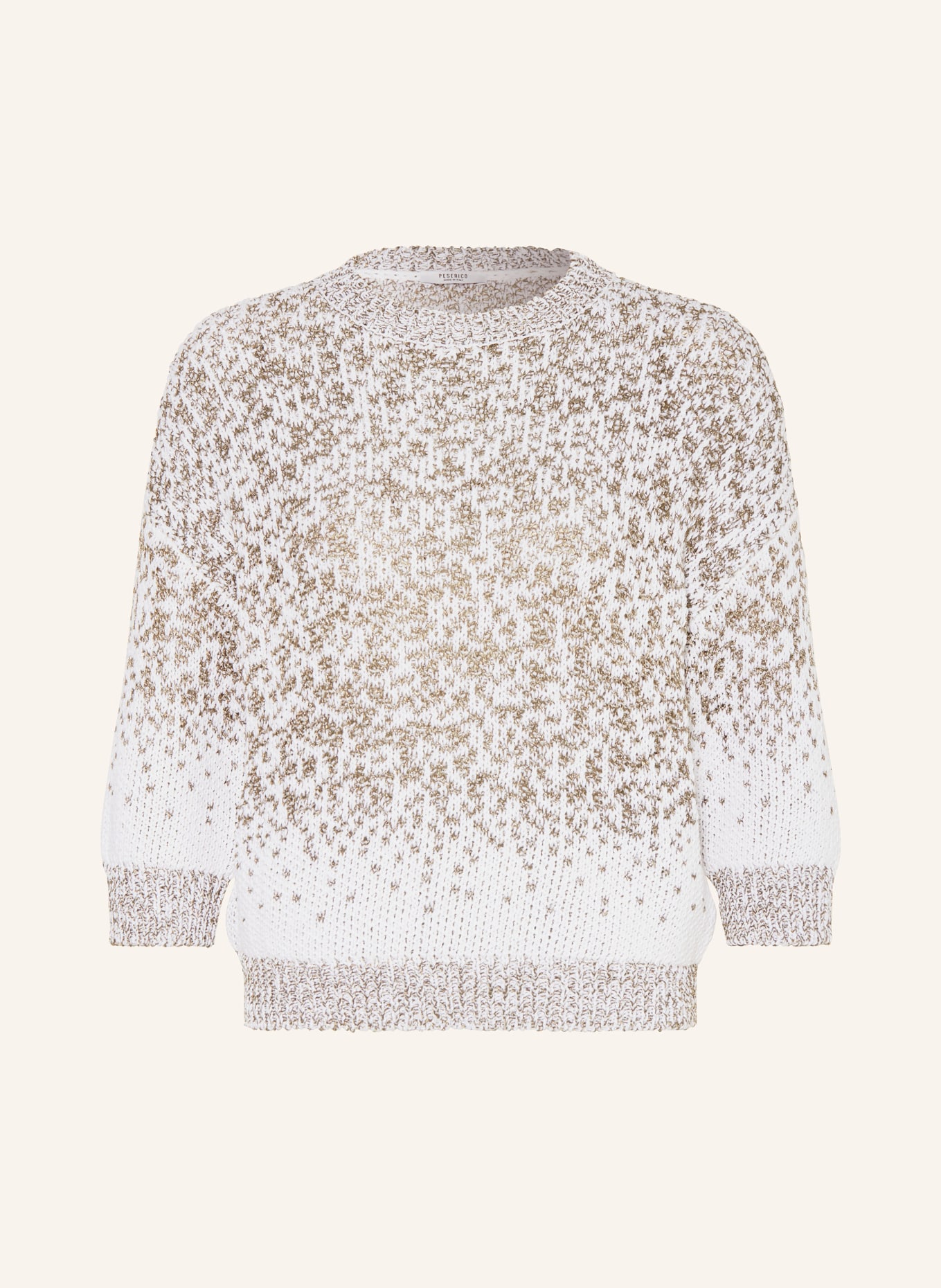 PESERICO Sweater with 3/4 sleeve and sequins, Color: WHITE/ GREEN (Image 1)
