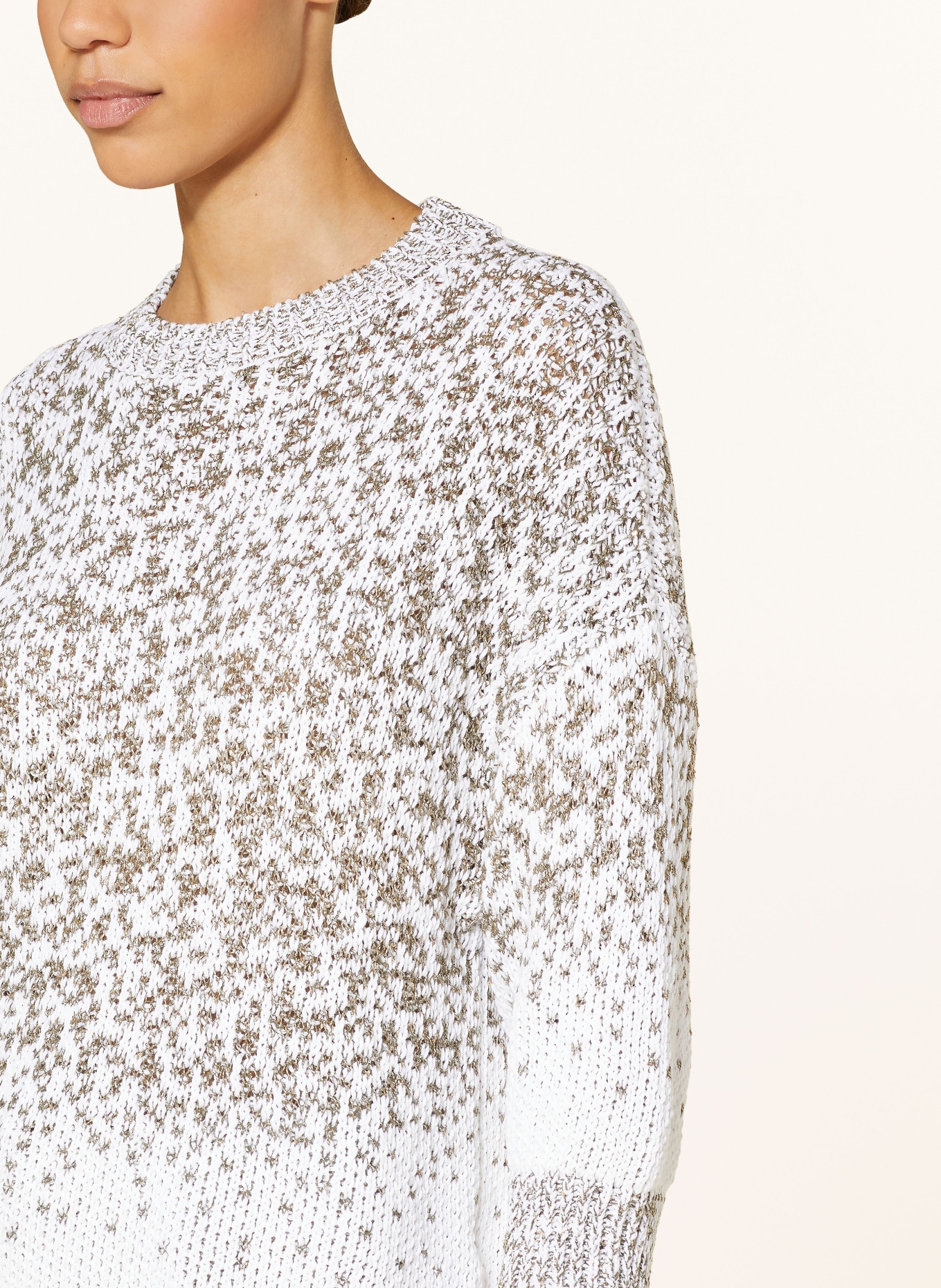 PESERICO Sweater with 3/4 sleeve and sequins, Color: WHITE/ GREEN (Image 4)