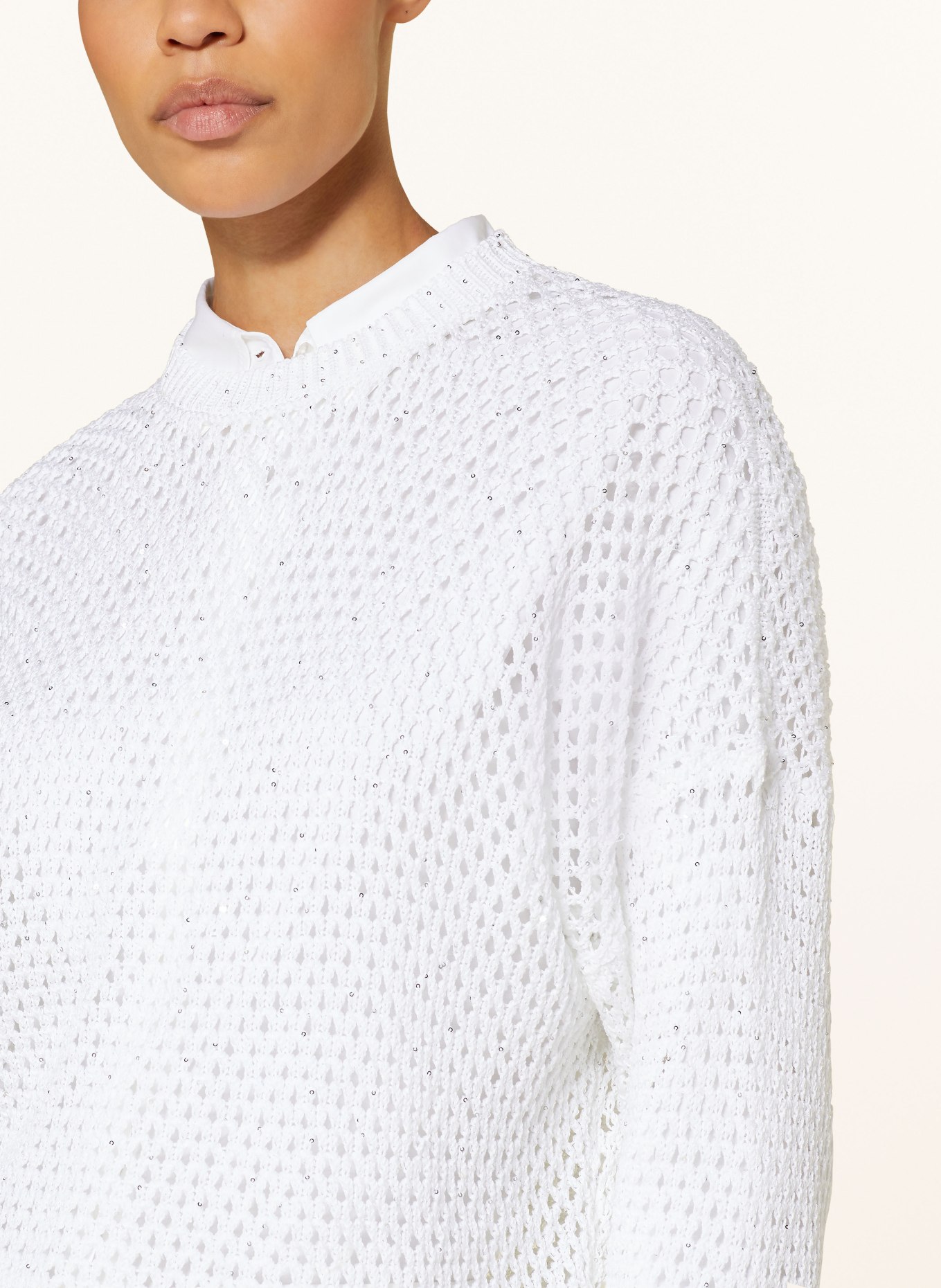 PESERICO Sweater with sequins, Color: WHITE (Image 4)