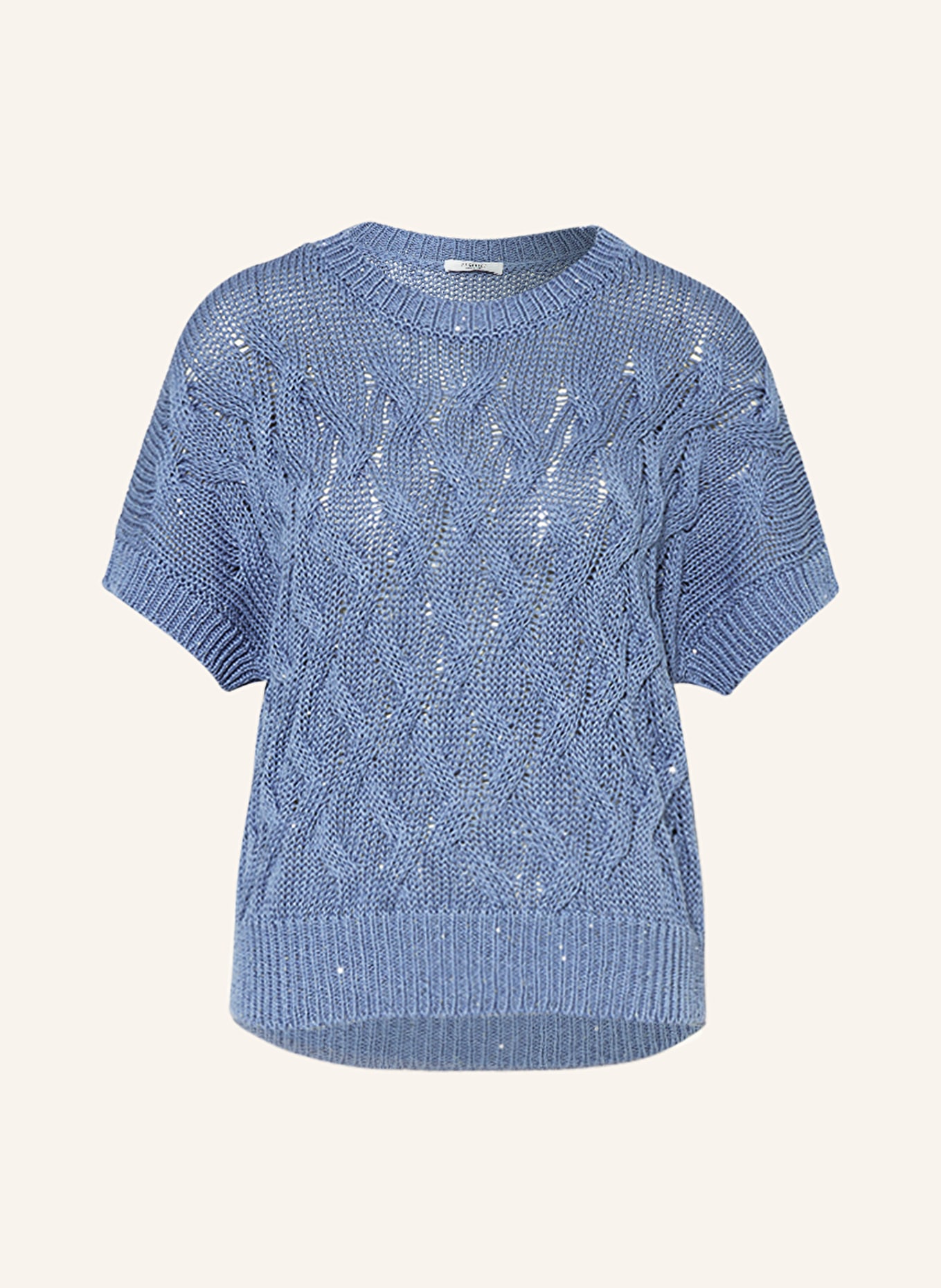 PESERICO Knit shirt with sequins, Color: BLUE/ SILVER (Image 1)