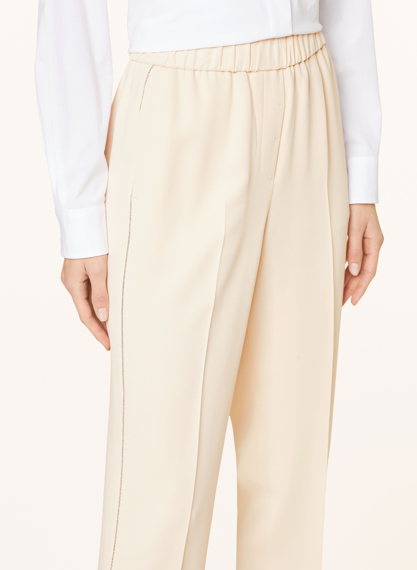 PESERICO 7/8 trousers with tuxedo stripe, Color: CREAM (Image 5)