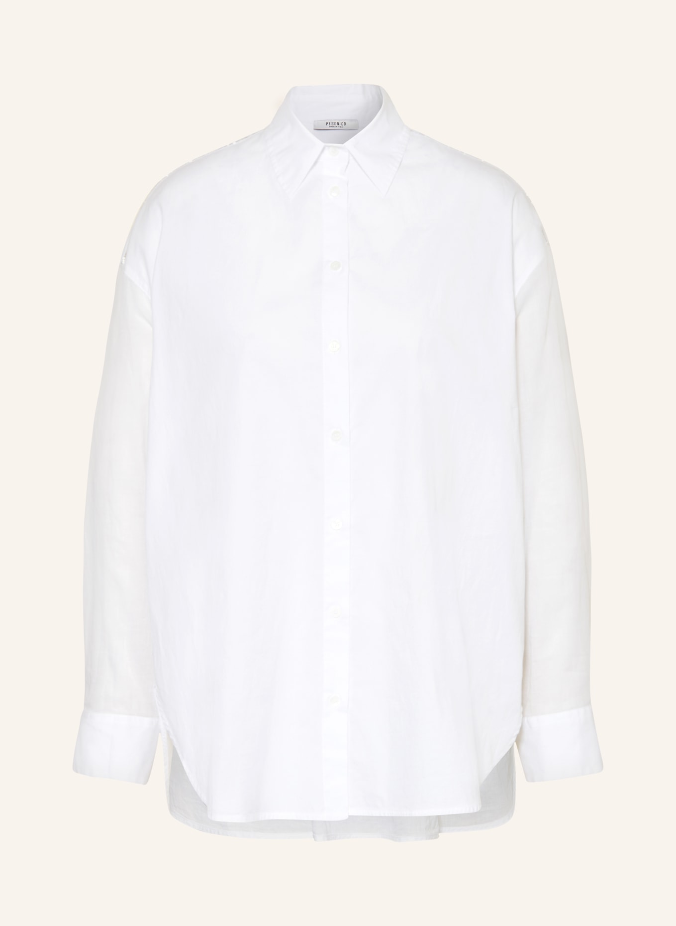 PESERICO Shirt blouse with decorative gems, Color: WHITE (Image 1)