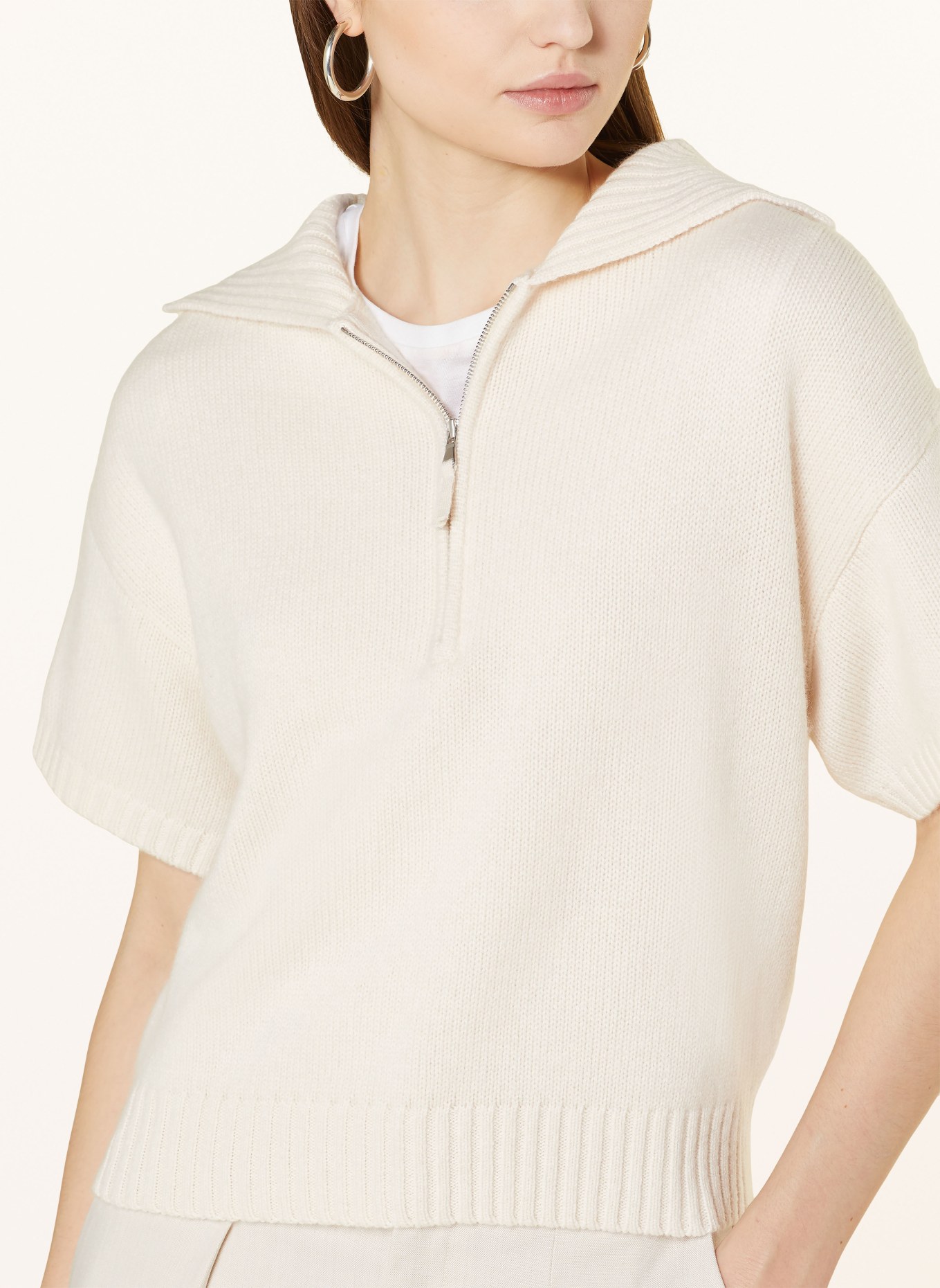ALLUDE Cashmere half-zip sweater, Color: CREAM (Image 4)
