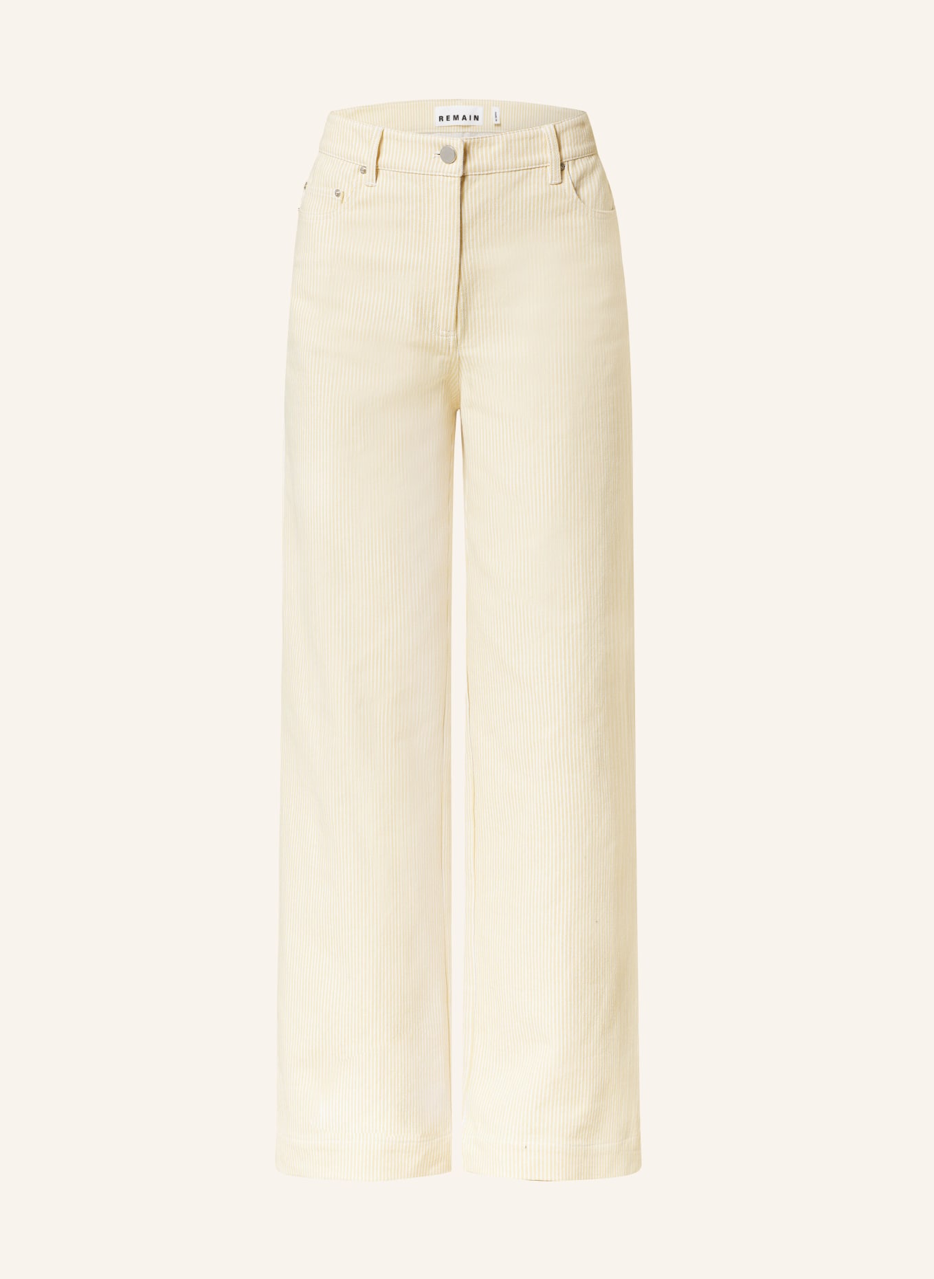 REMAIN Wide leg trousers, Color: YELLOW/ WHITE (Image 1)