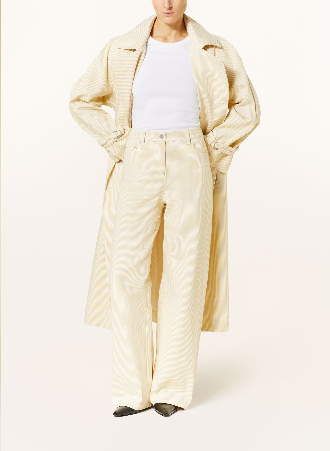 REMAIN Wide leg trousers, Color: YELLOW/ WHITE (Image 2)