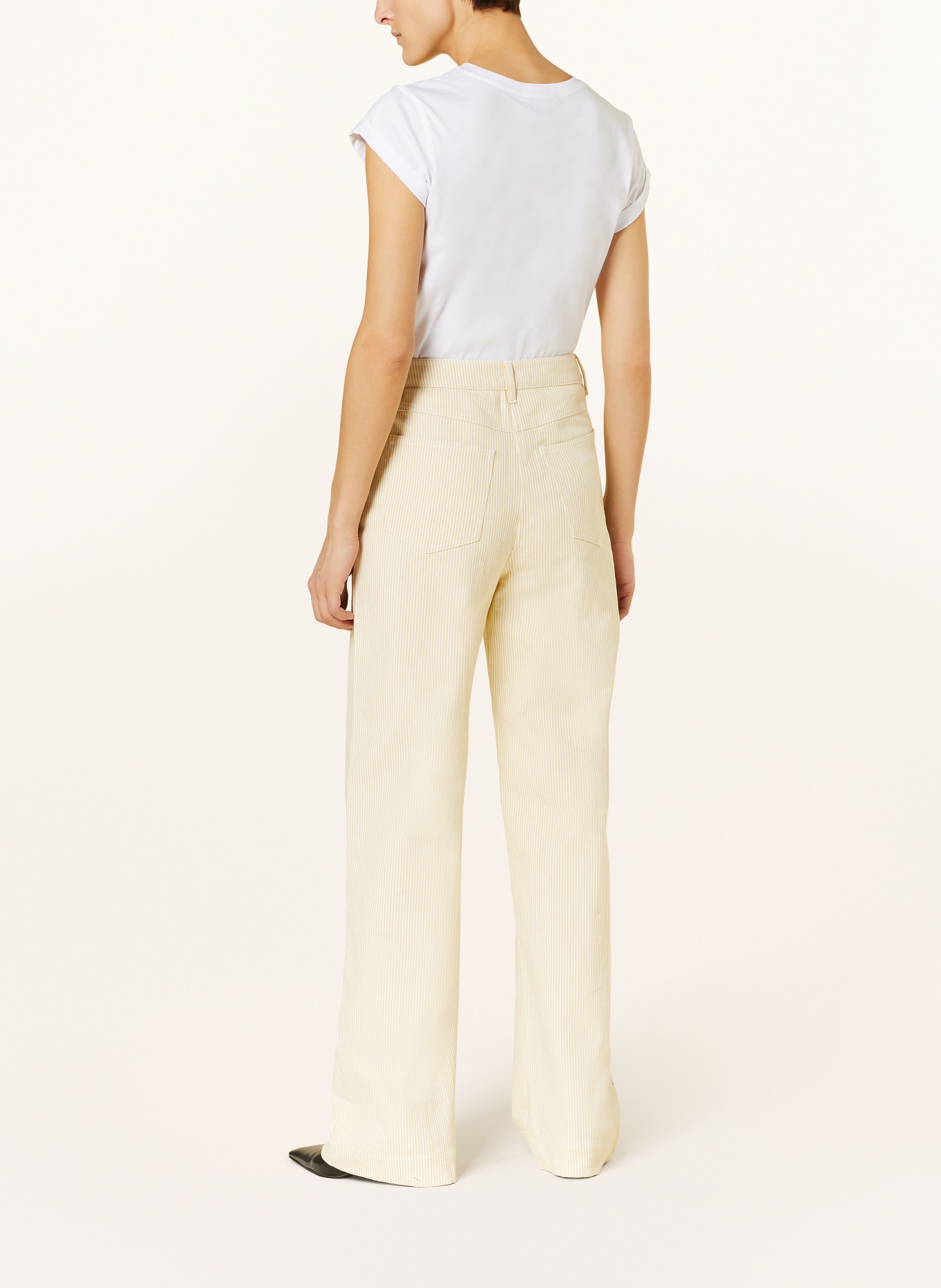 REMAIN Wide leg trousers, Color: YELLOW/ WHITE (Image 3)