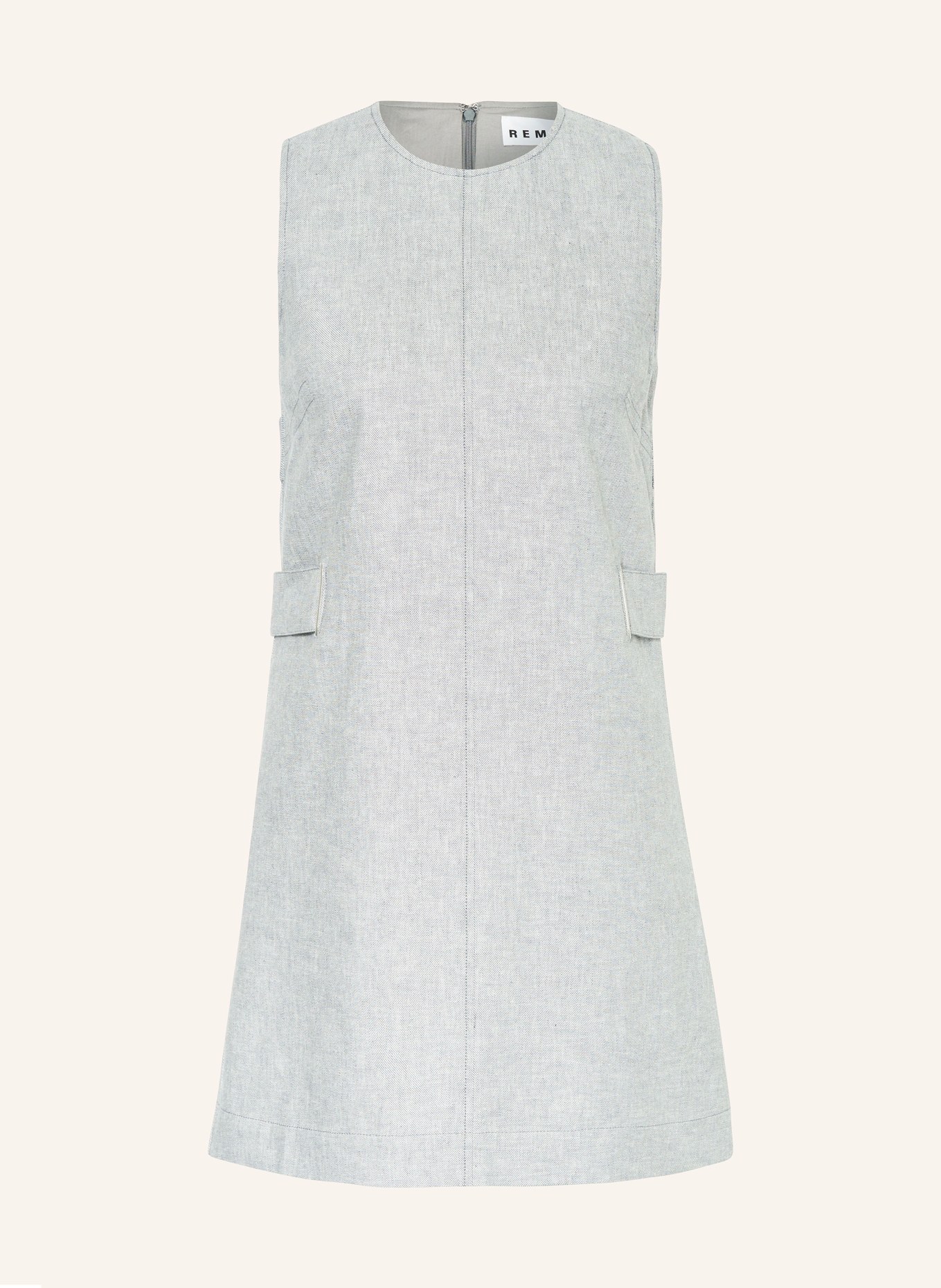 REMAIN Dress with linen, Color: GRAY/ WHITE (Image 1)