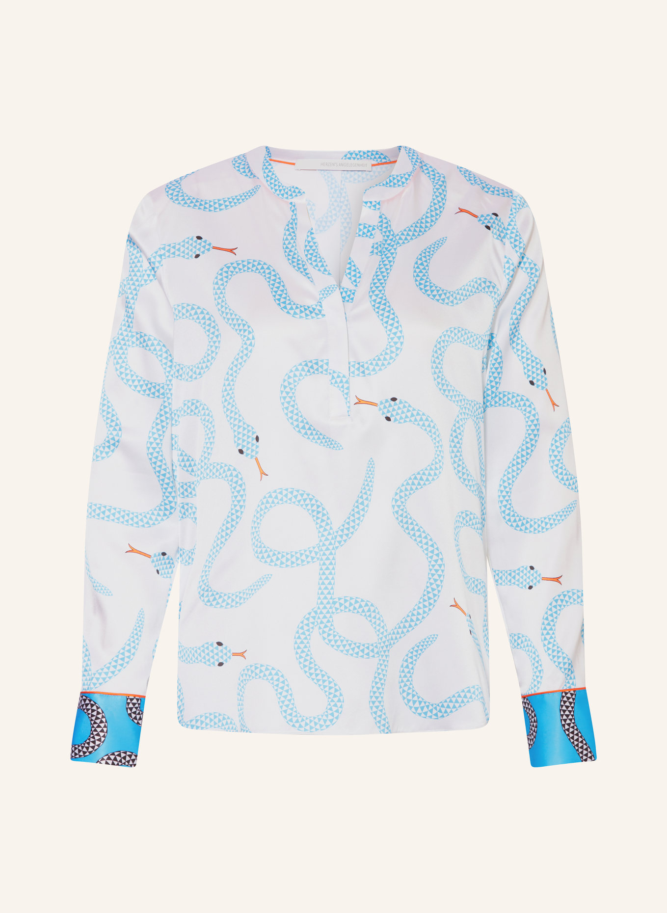 HERZEN'S ANGELEGENHEIT Shirt blouse in silk, Color: WHITE/ LIGHT BLUE/ ORANGE (Image 1)