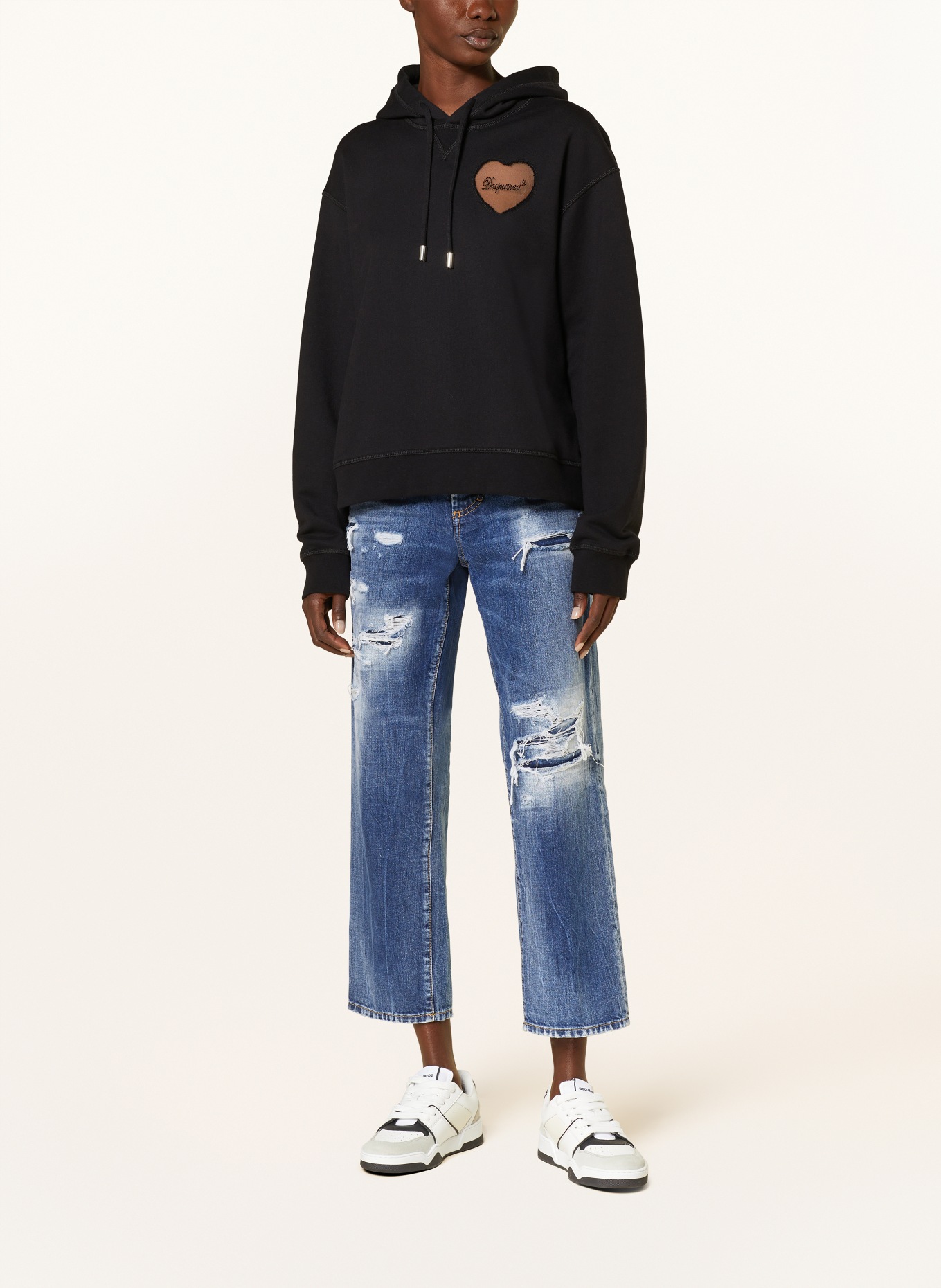 DSQUARED2 Hoodie mit Schmucksteinen, Farbe: SCHWARZ (Bild 2)