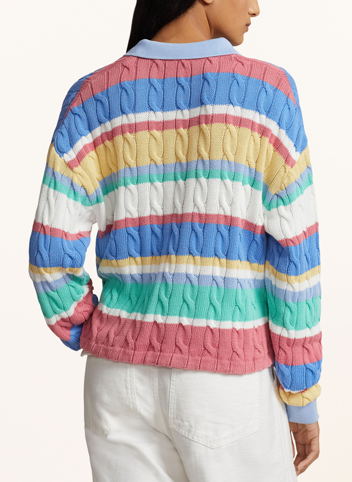 POLO RALPH LAUREN Strick-Poloshirt, Farbe: WEISS/ DUNKELGELB/ BLAU (Bild 3)