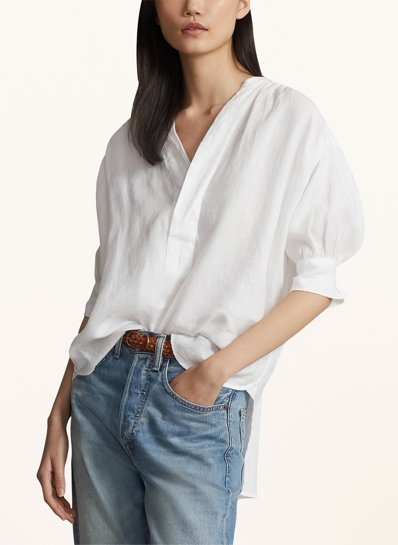 POLO RALPH LAUREN Shirt blouse made of linen, Color: WHITE (Image 4)