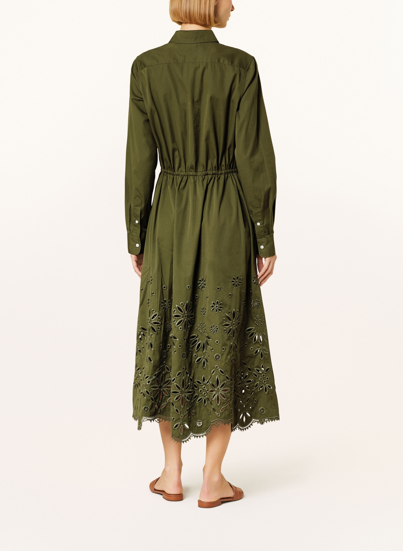 POLO RALPH LAUREN Shirt dress with broderie anglaise, Color: OLIVE (Image 3)