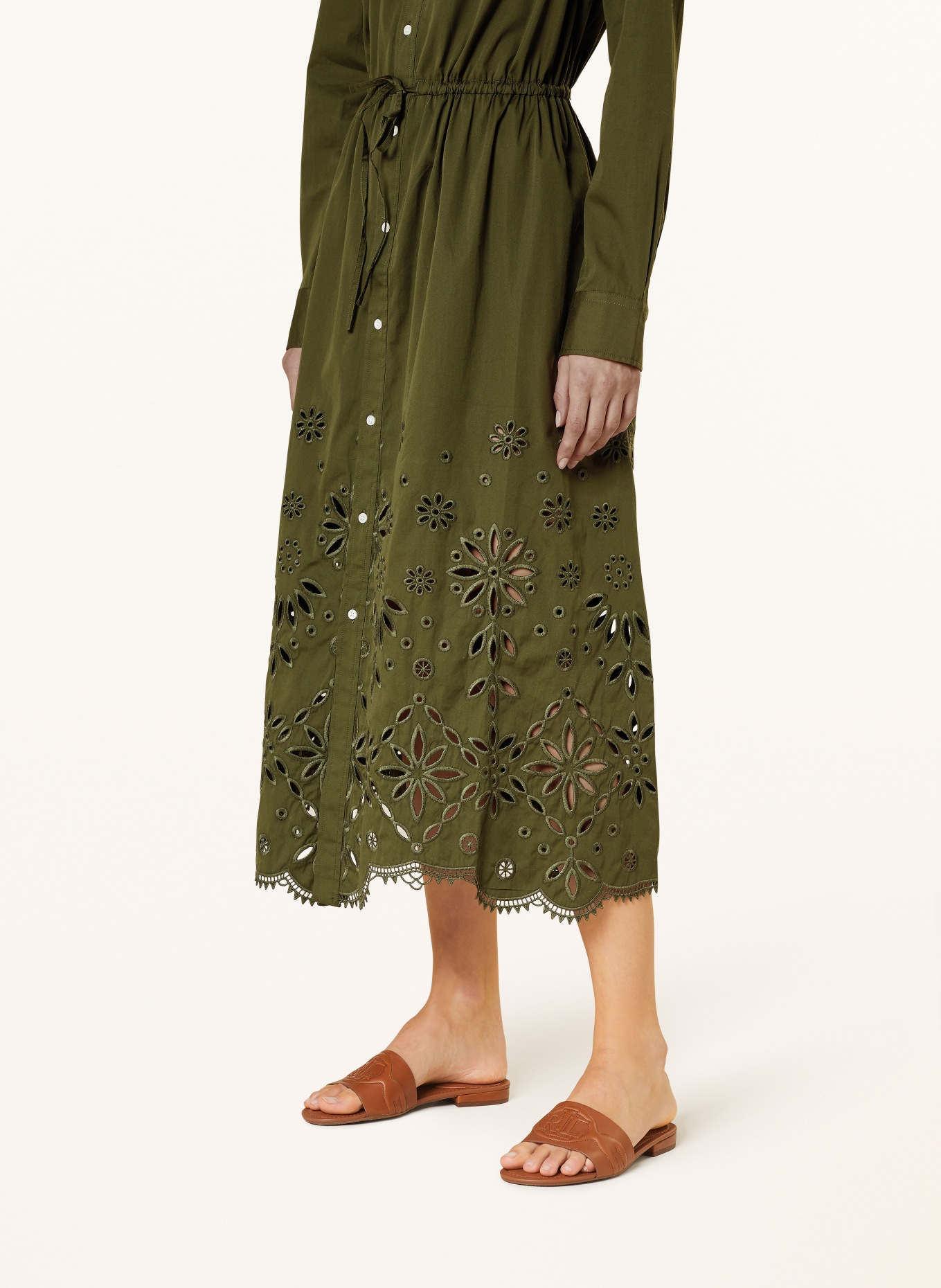 POLO RALPH LAUREN Shirt dress with broderie anglaise, Color: OLIVE (Image 4)