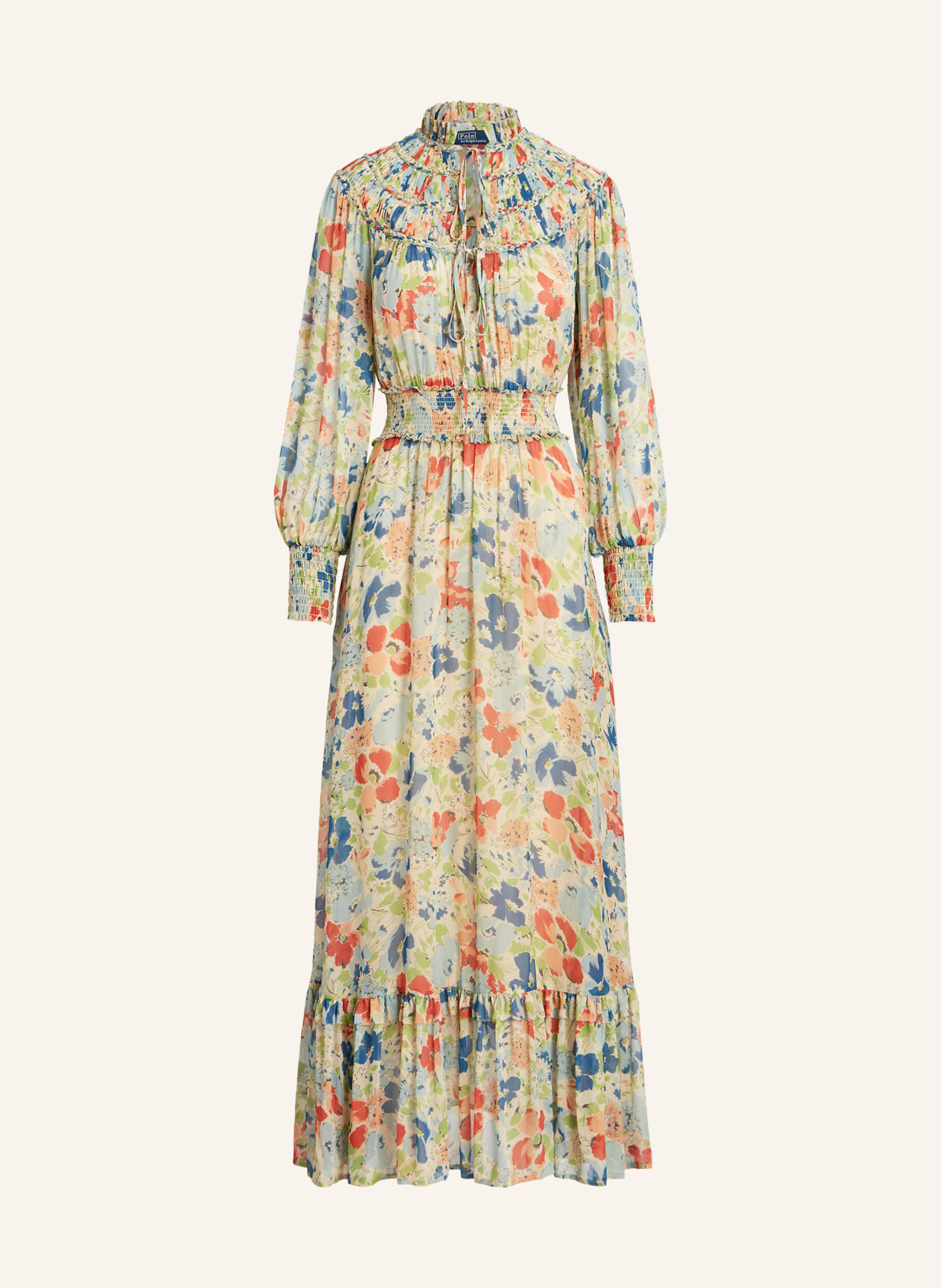 POLO RALPH LAUREN Kleid mit Rüschen, Farbe: BLAU/ GRÜN/ ORANGE (Bild 1)