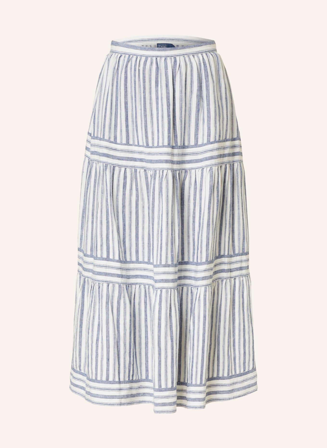 POLO RALPH LAUREN Lněná sukně, Barva: TMAVĚ MODRÁ/ KRÉMOVÁ (Obrázek 1)