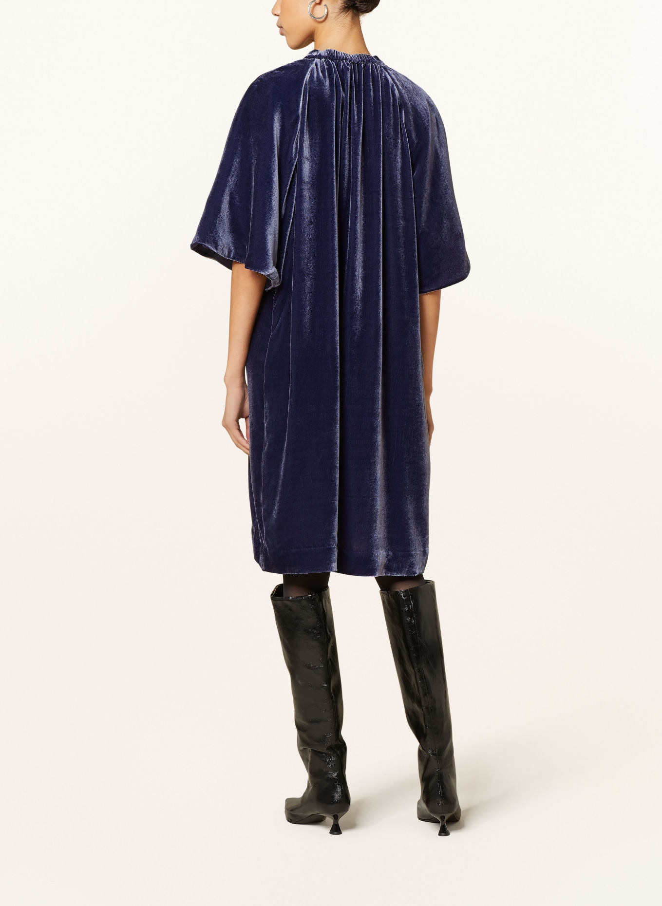 COS Velvet dress in dark blue