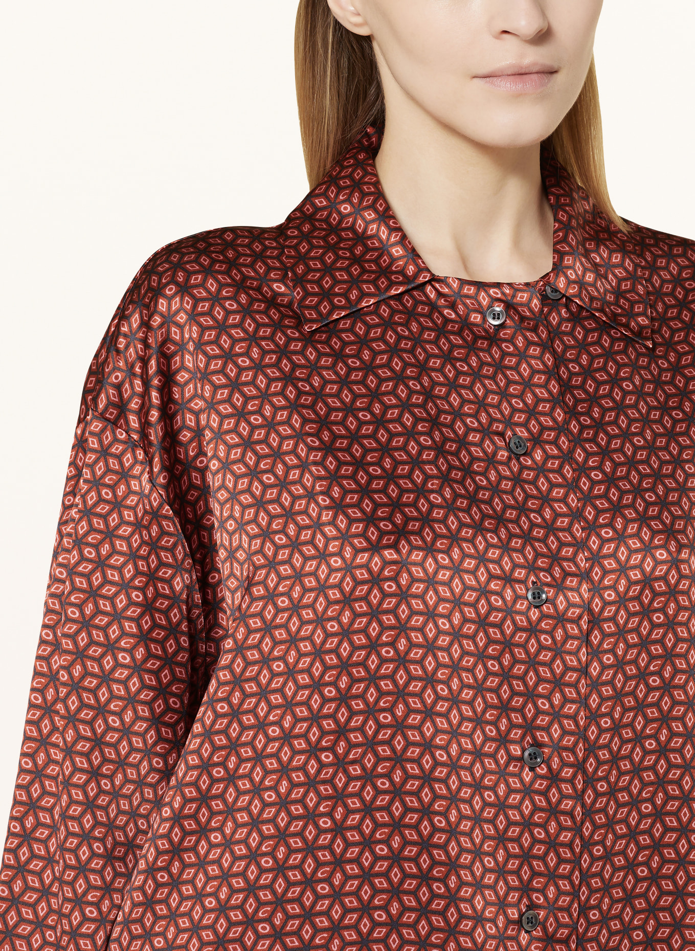 COS Shirt blouse in silk, Color: COGNAC/ BLUE/ PINK (Image 4)