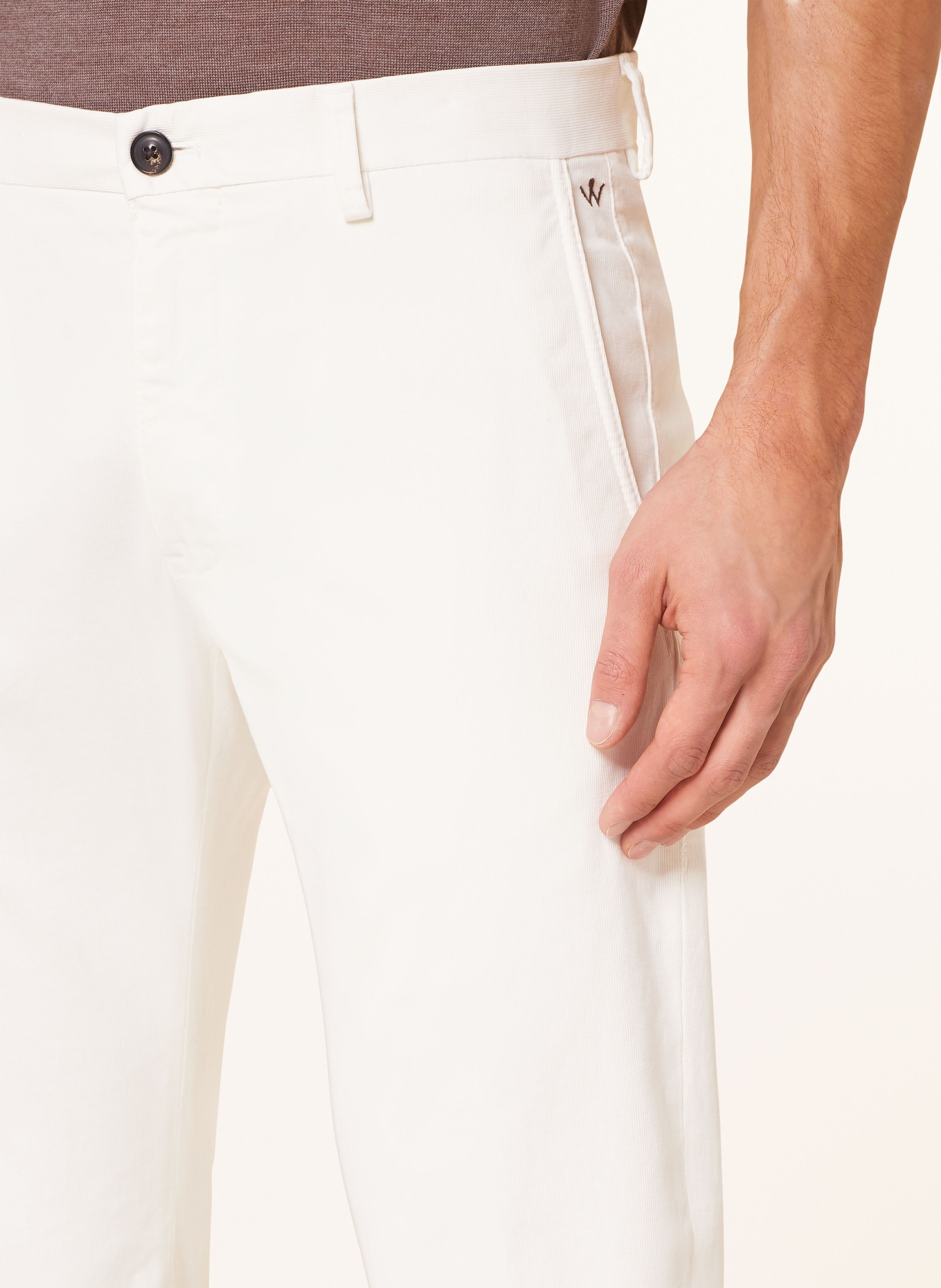 windsor. Manšestrové chino kalhoty Extra Slim Fit, Barva: KRÉMOVÁ (Obrázek 5)