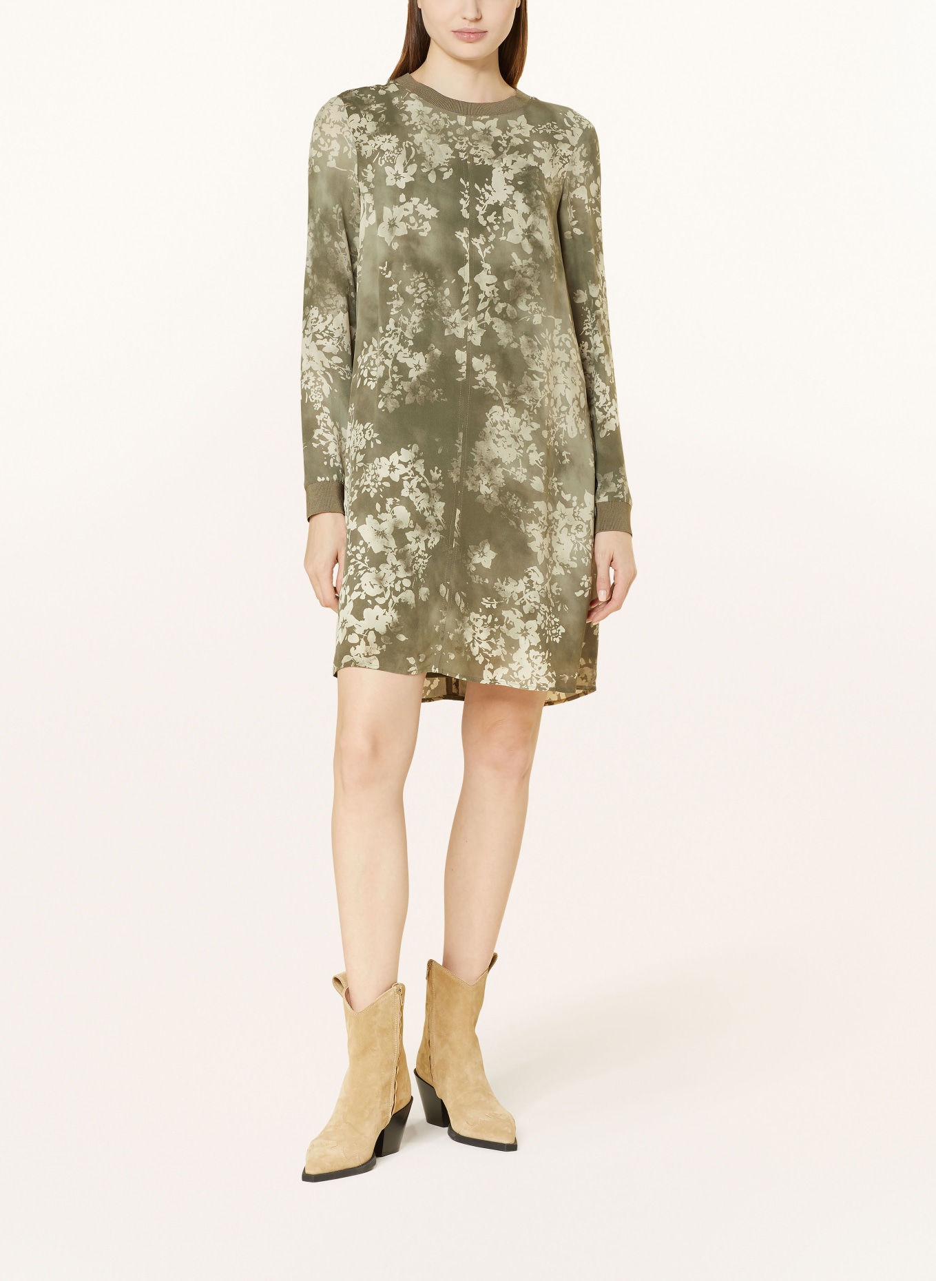 Marc O'Polo Dress in mixed materials, Color: OLIVE/ ECRU (Image 2)