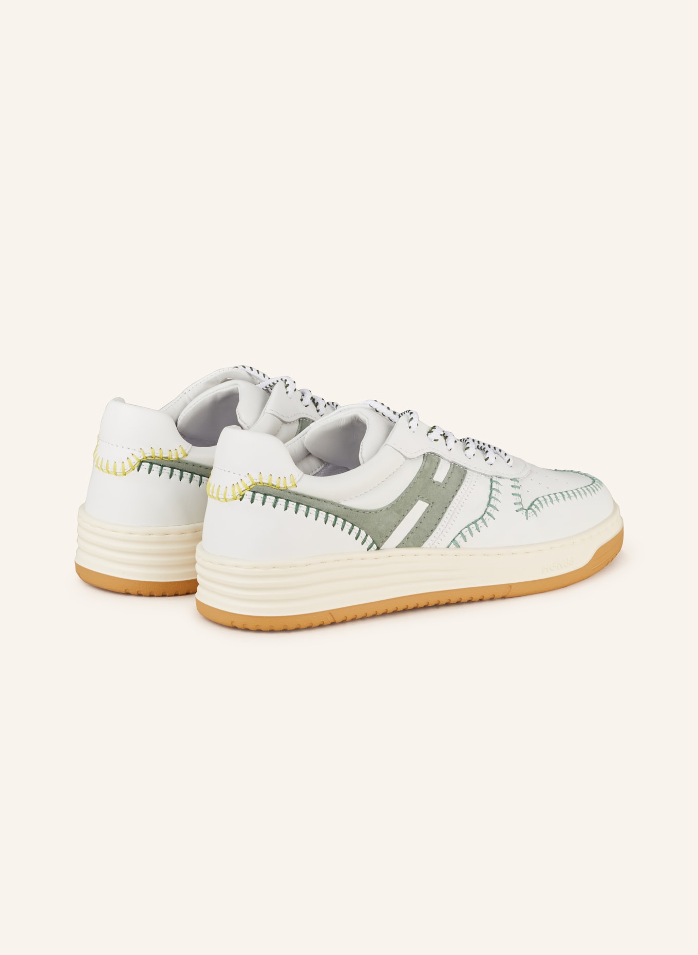 HOGAN Sneakers BASKET, Color: WHITE/ LIGHT GREEN (Image 2)