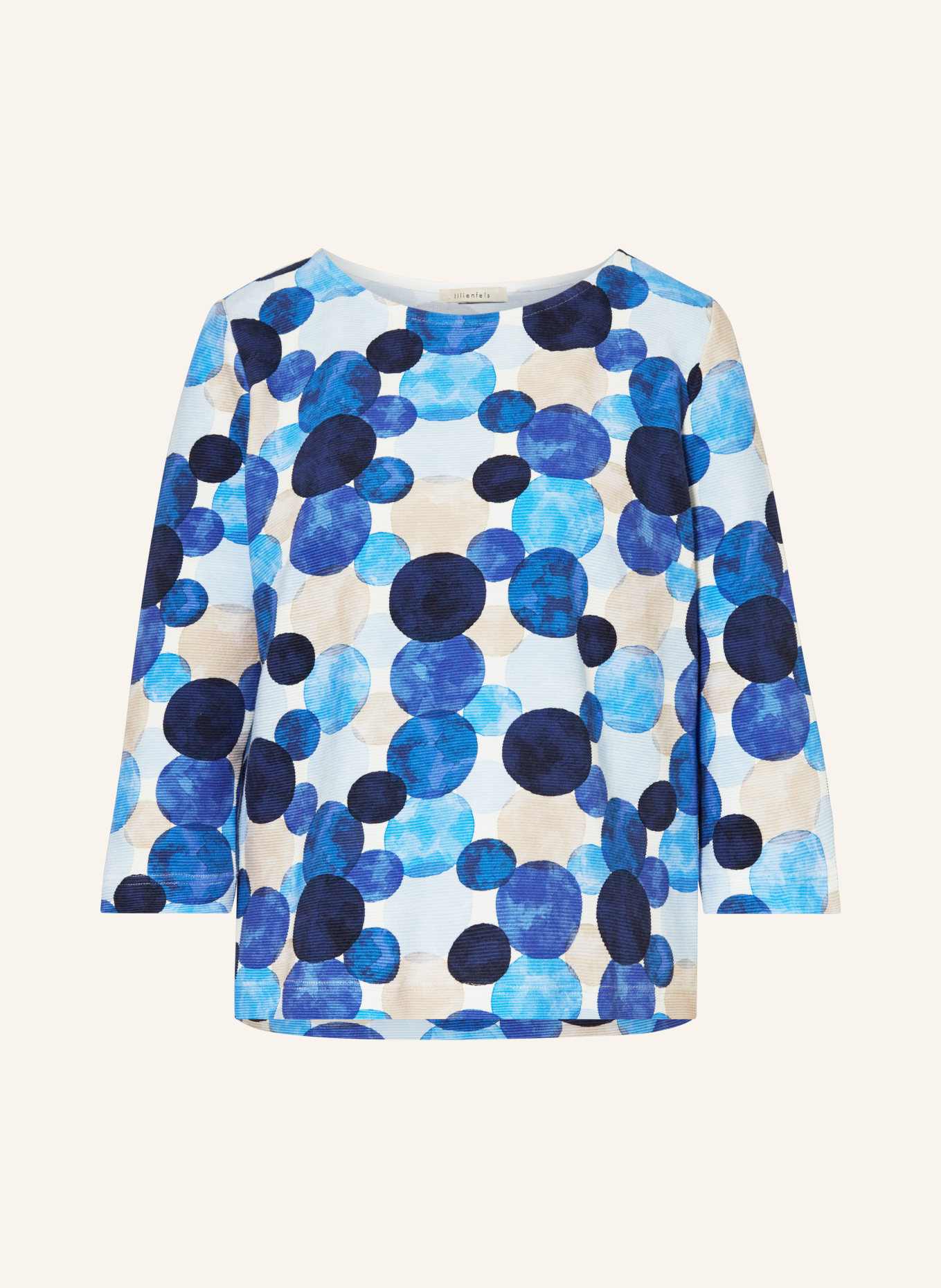 lilienfels Shirt with 3/4 sleeves, Color: WHITE/ DARK BLUE/ BEIGE (Image 1)