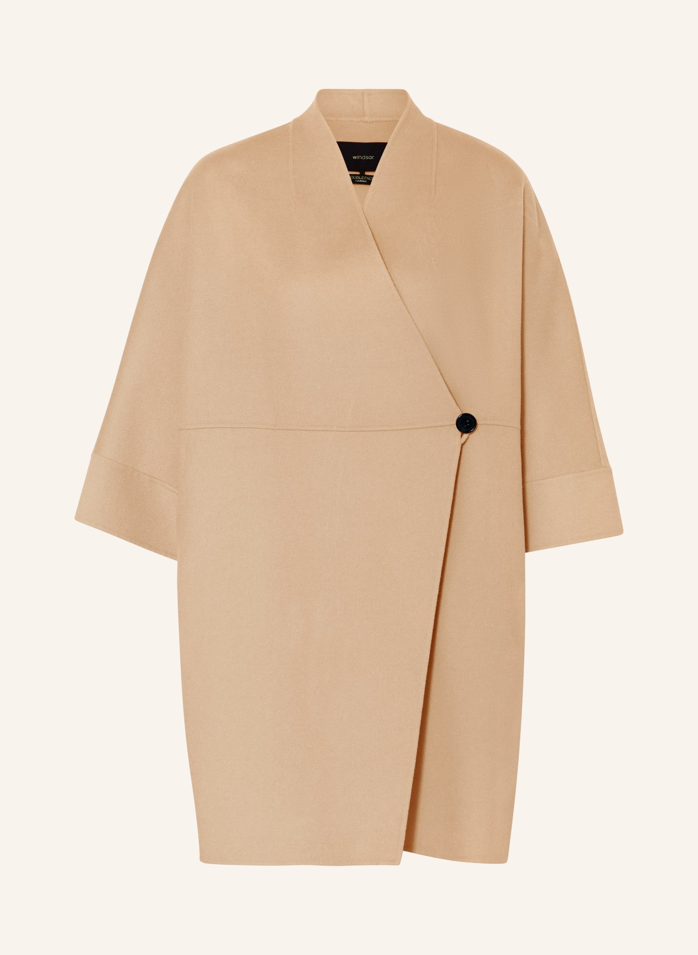 windsor. Wool coat with 3/4 sleeves, Color: LIGHT BROWN (Image 1)