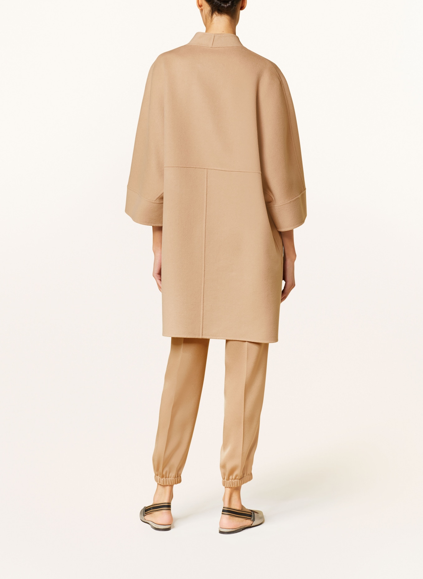 windsor. Wool coat with 3/4 sleeves, Color: LIGHT BROWN (Image 3)