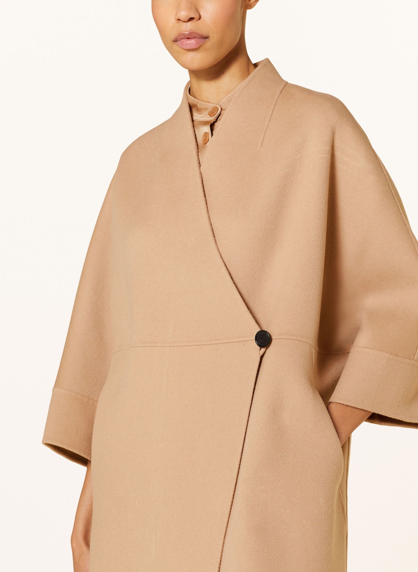 windsor. Wool coat with 3/4 sleeves, Color: LIGHT BROWN (Image 4)