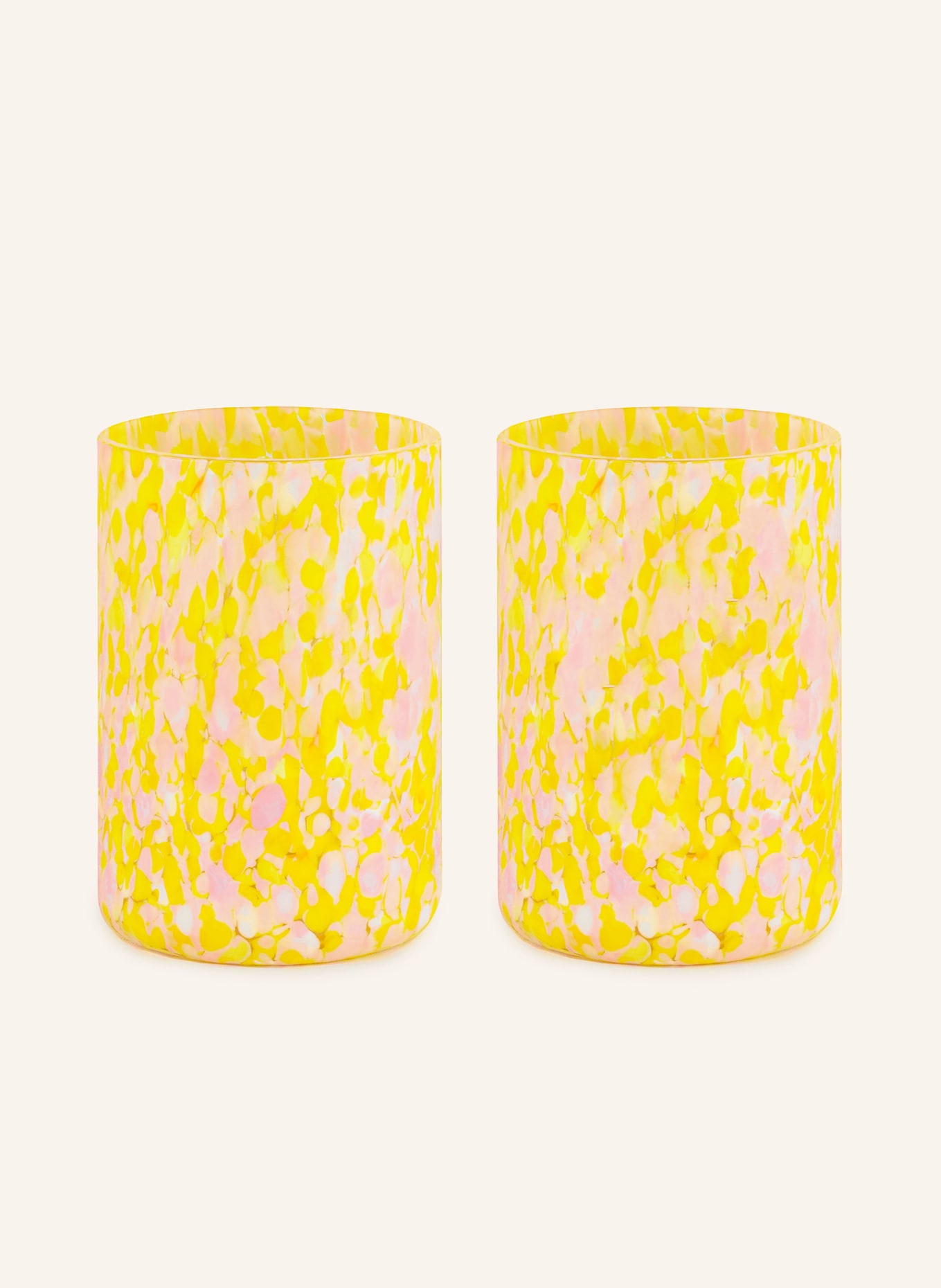 STORIES OF ITALY Set of 2 drinking glasses MACCHIA SU MACCHIA, Color: YELLOW/ PINK (Image 1)