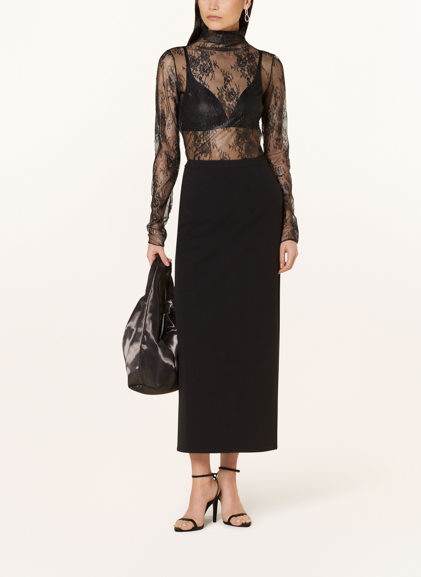 PINKO Shirt blouse made of lace, Color: BLACK/ SILVER (Image 2)