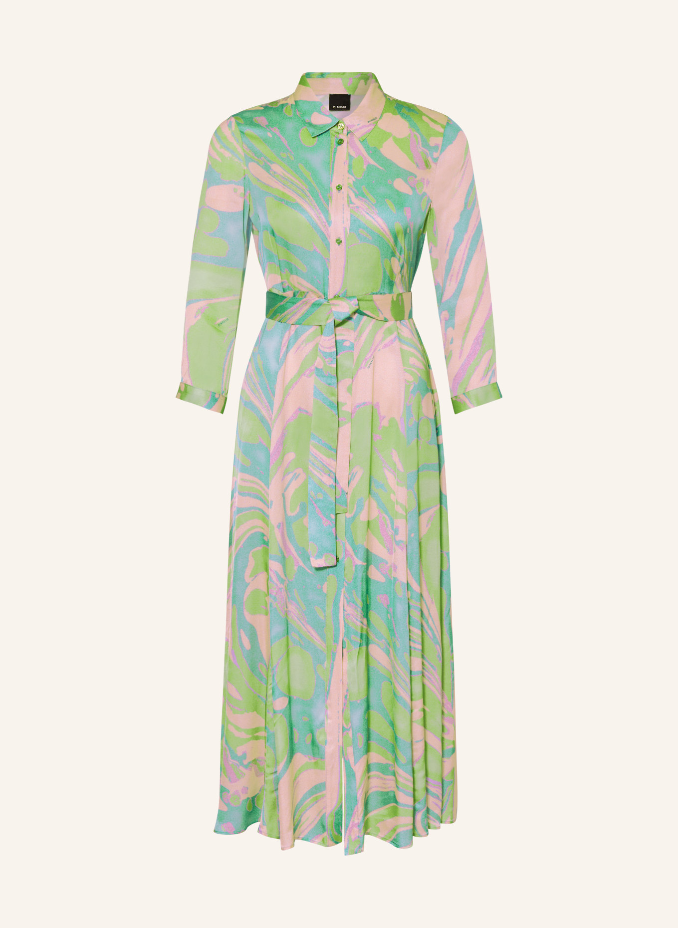 PINKO Shirt dress SUSHI with 3/4 sleeves, Color: GREEN/ LIGHT GREEN/ PINK (Image 1)