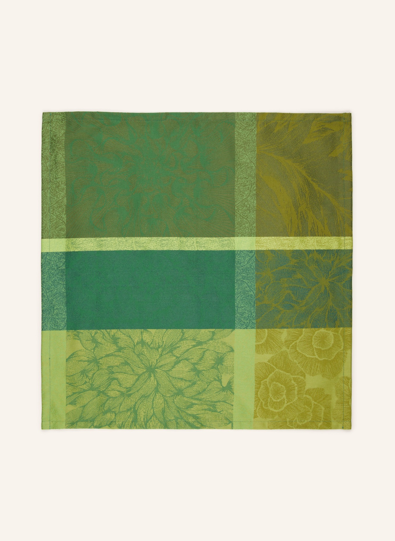 GARNIER-THIEBAUT Set of 4 cloth napkins MILLE PETALES, Color: GREEN/ TEAL/ LIGHT GREEN (Image 2)