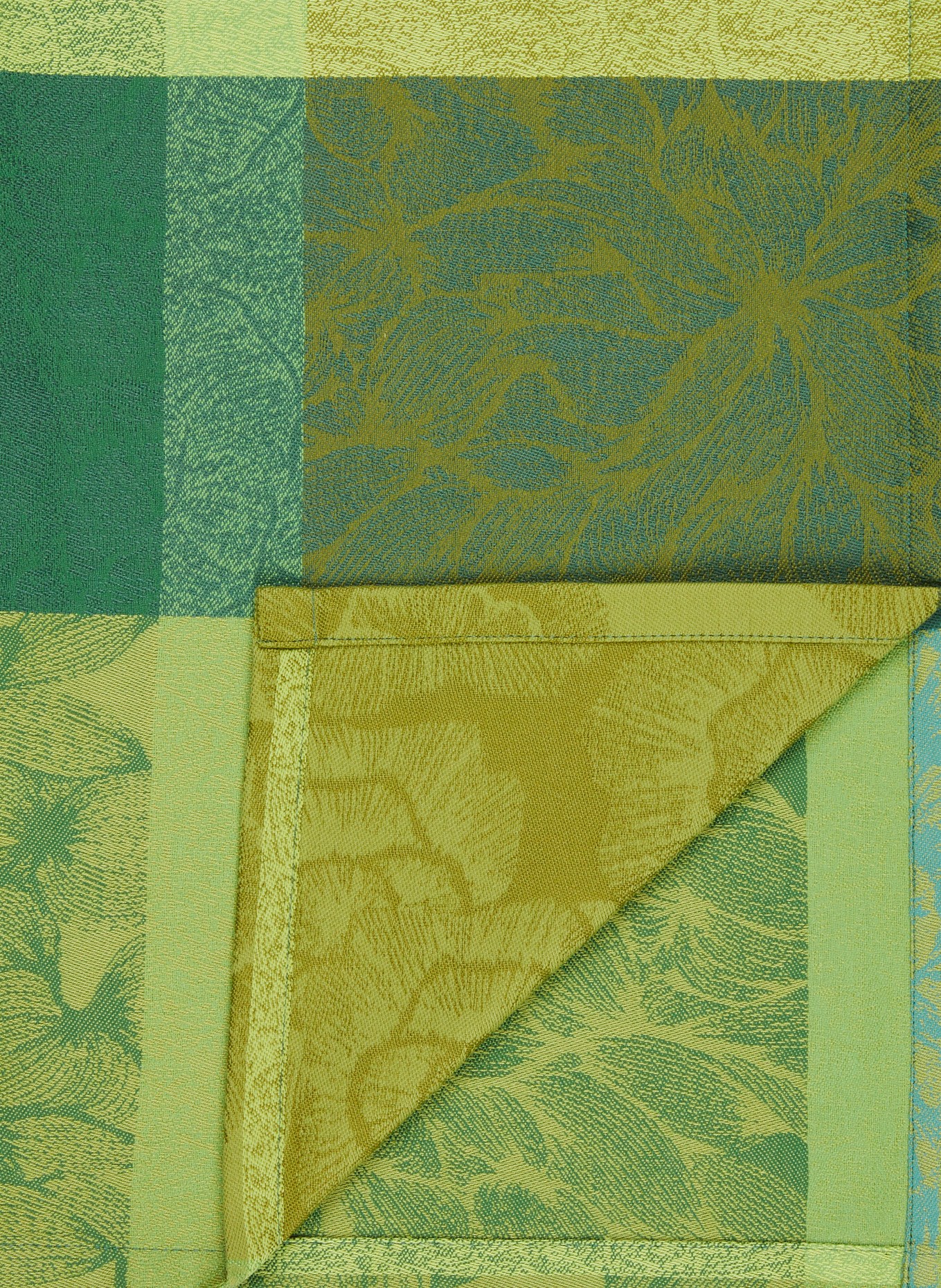GARNIER-THIEBAUT Set of 4 cloth napkins MILLE PETALES, Color: GREEN/ TEAL/ LIGHT GREEN (Image 3)