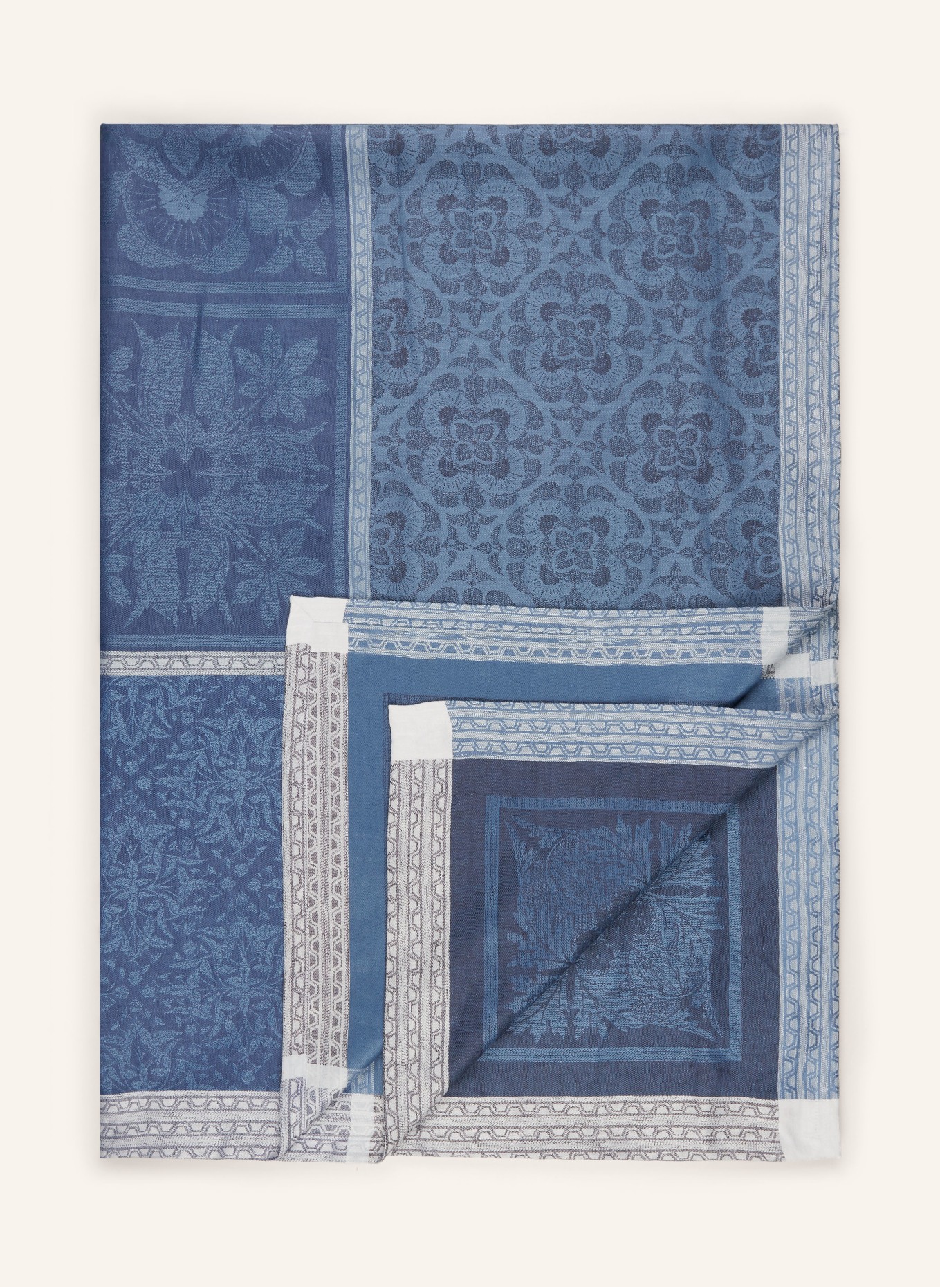 GARNIER-THIEBAUT Table cloth HARMONIE made of linen, Color: DARK BLUE/ LIGHT GRAY (Image 1)