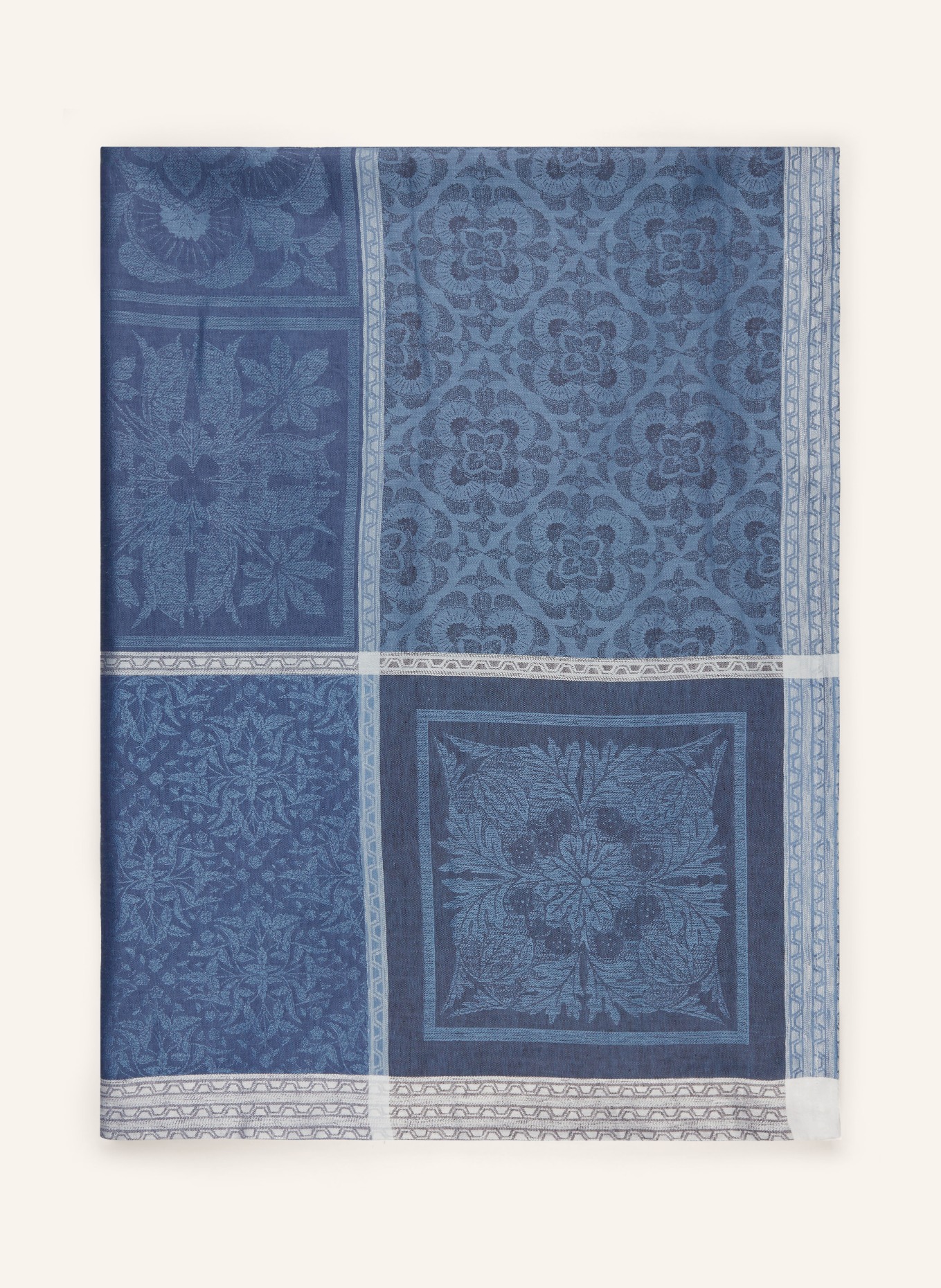 GARNIER-THIEBAUT Table cloth HARMONIE made of linen, Color: DARK BLUE/ LIGHT GRAY (Image 2)