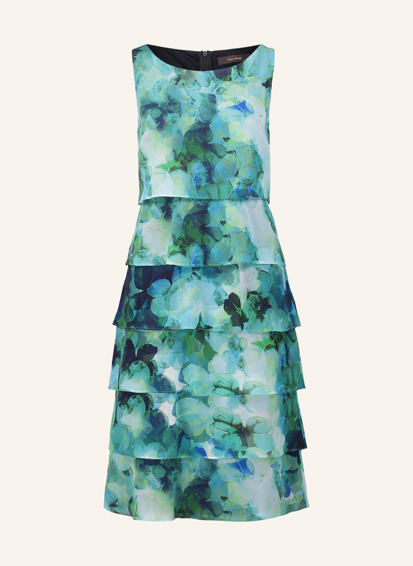 Vera Mont Cocktail dress with frills, Color: GREEN/ LIGHT GREEN/ BLUE (Image 1)