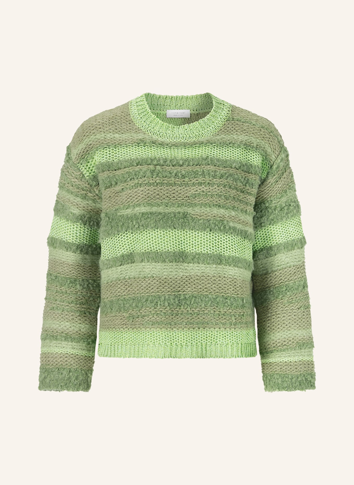 rich&royal Bouclé sweater, Color: LIGHT GREEN/ GREEN (Image 1)