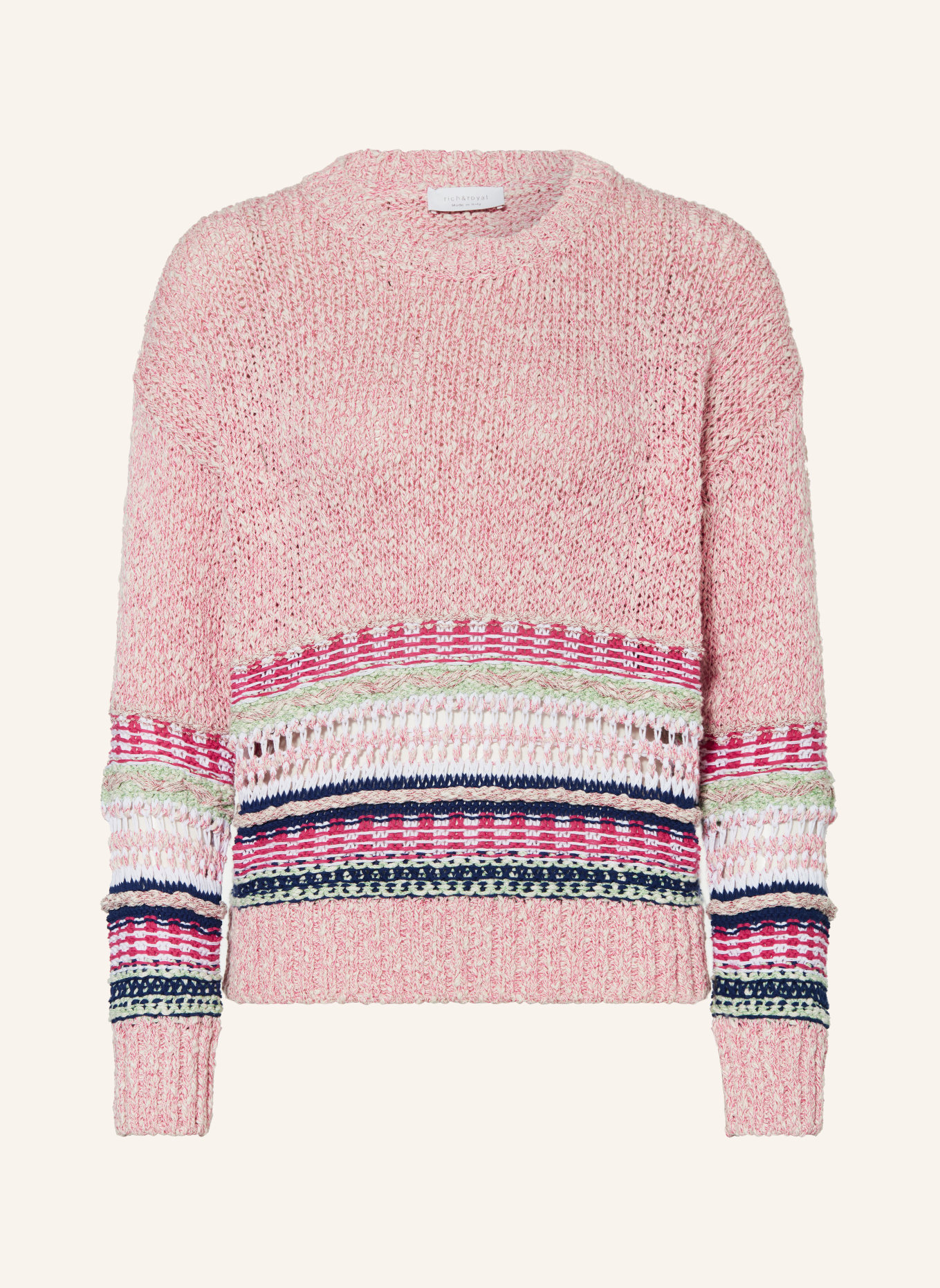 rich&royal Sweater, Color: CREAM/ WHITE/ PINK (Image 1)