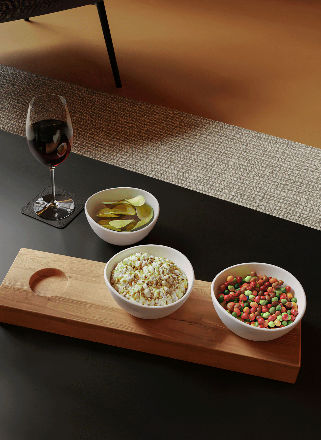 zavei 3er-Set Servierschalen BLACK OAK TRAY: BRAUN / WEISS