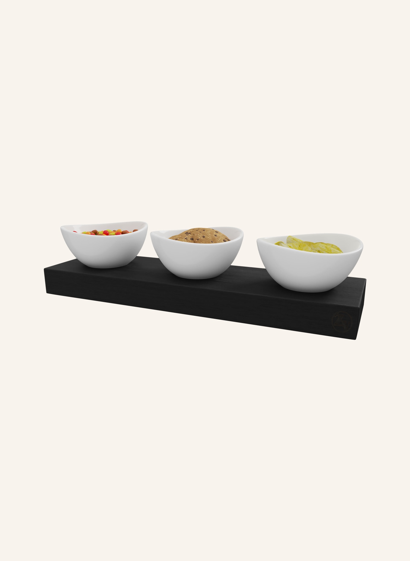 zavei 3er-Set Servierschalen BLACK OAK TRAY, Farbe: SCHWARZ/ WEISS (Bild 1)