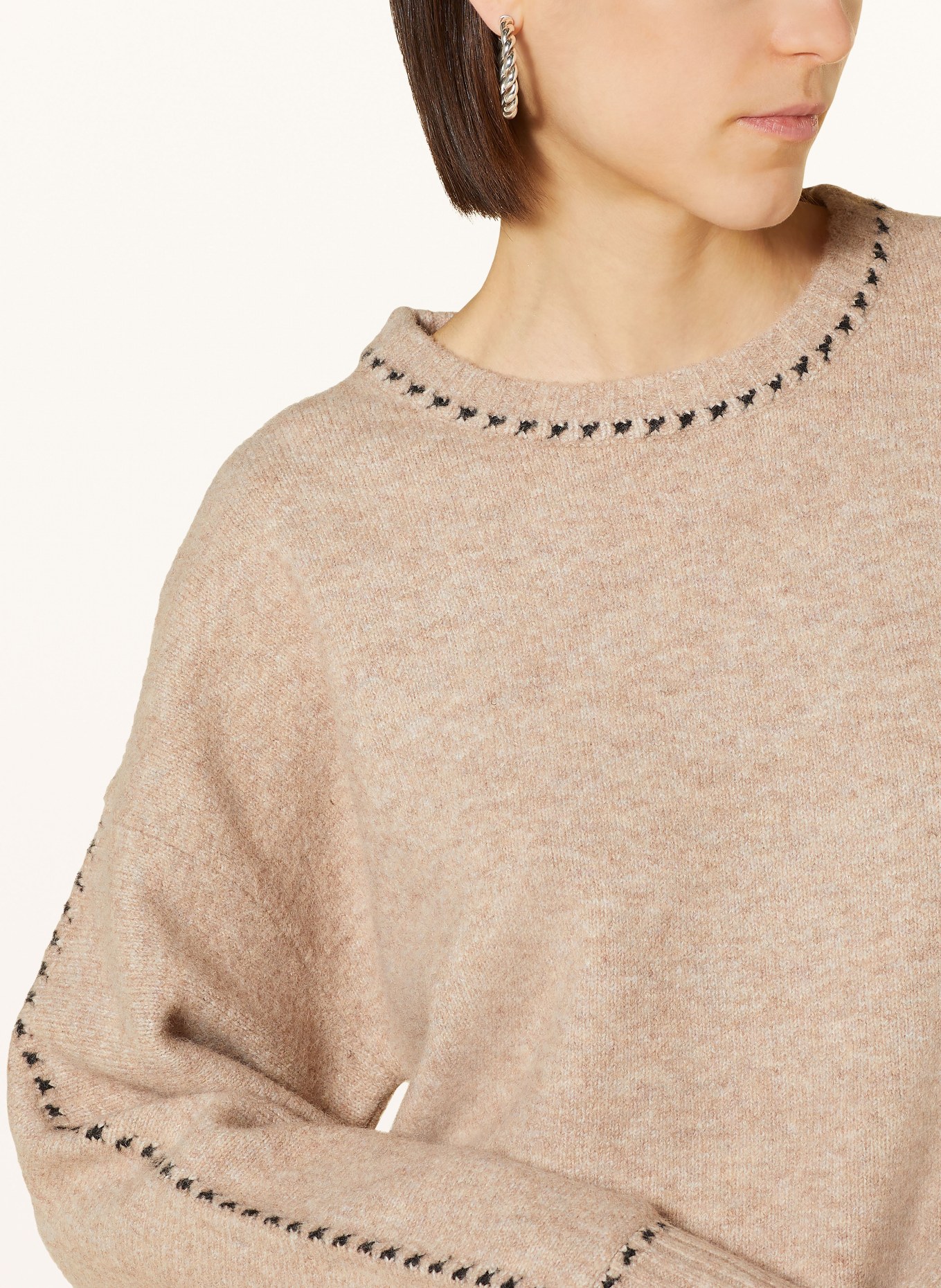 NEO NOIR Sweater DETRI, Color: BEIGE/ BLACK (Image 4)