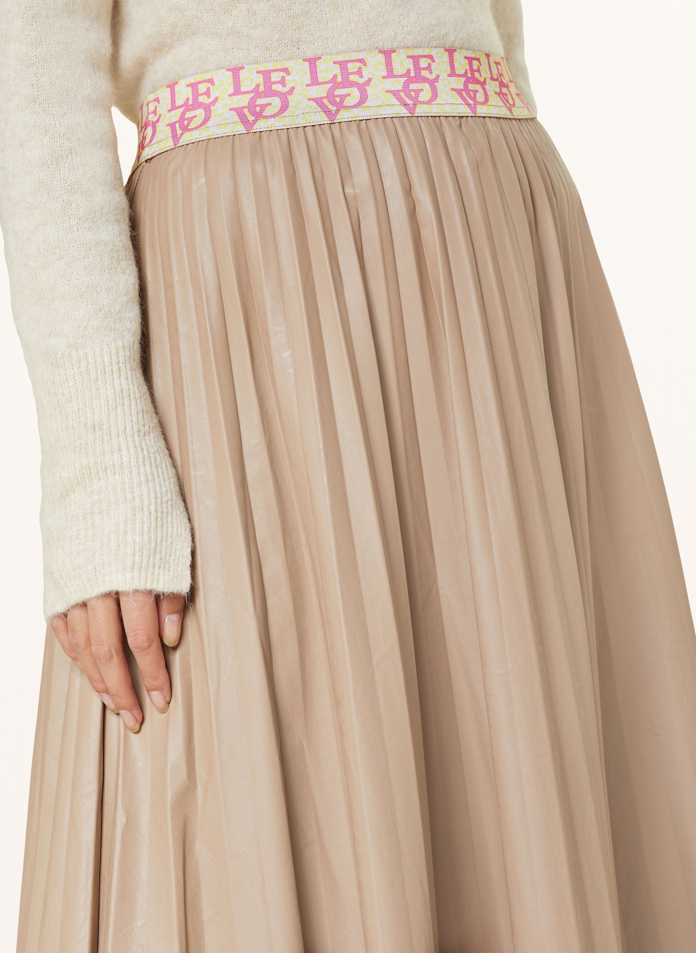 miss goodlife Pleated skirt in leather look, Color: LIGHT BROWN (Image 4)
